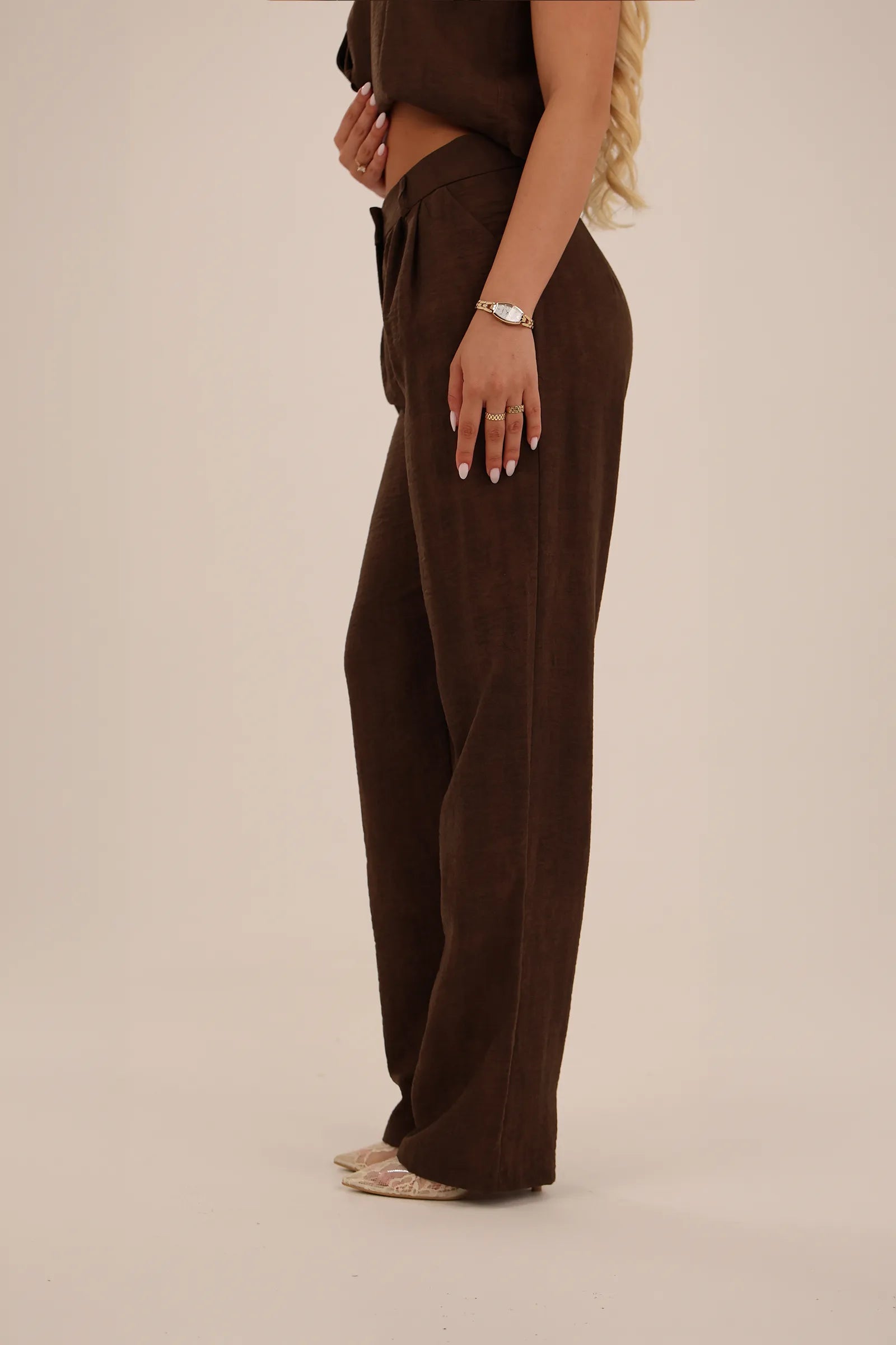Pantallona wide leg linen
