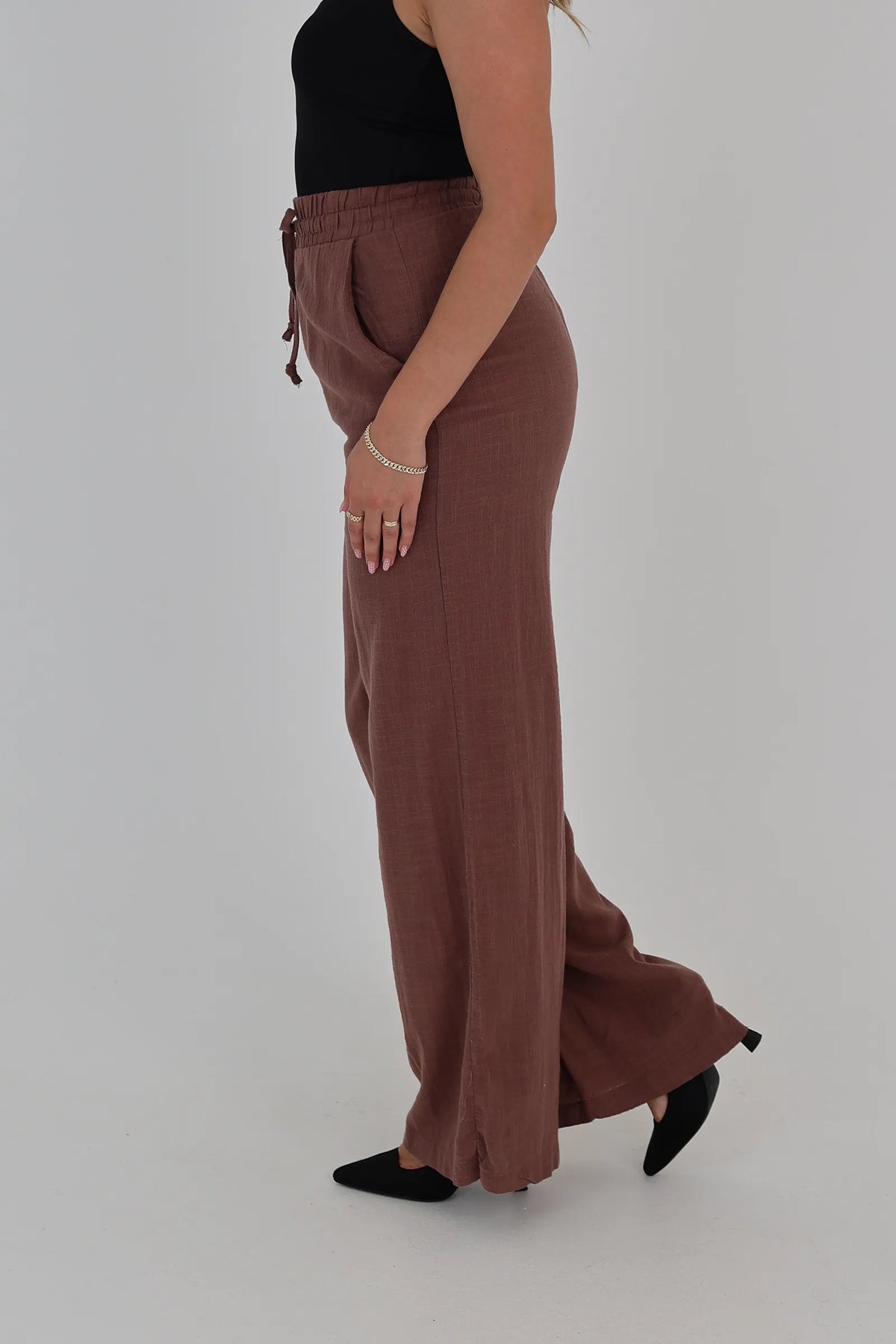 Pantallona linen wide leg
