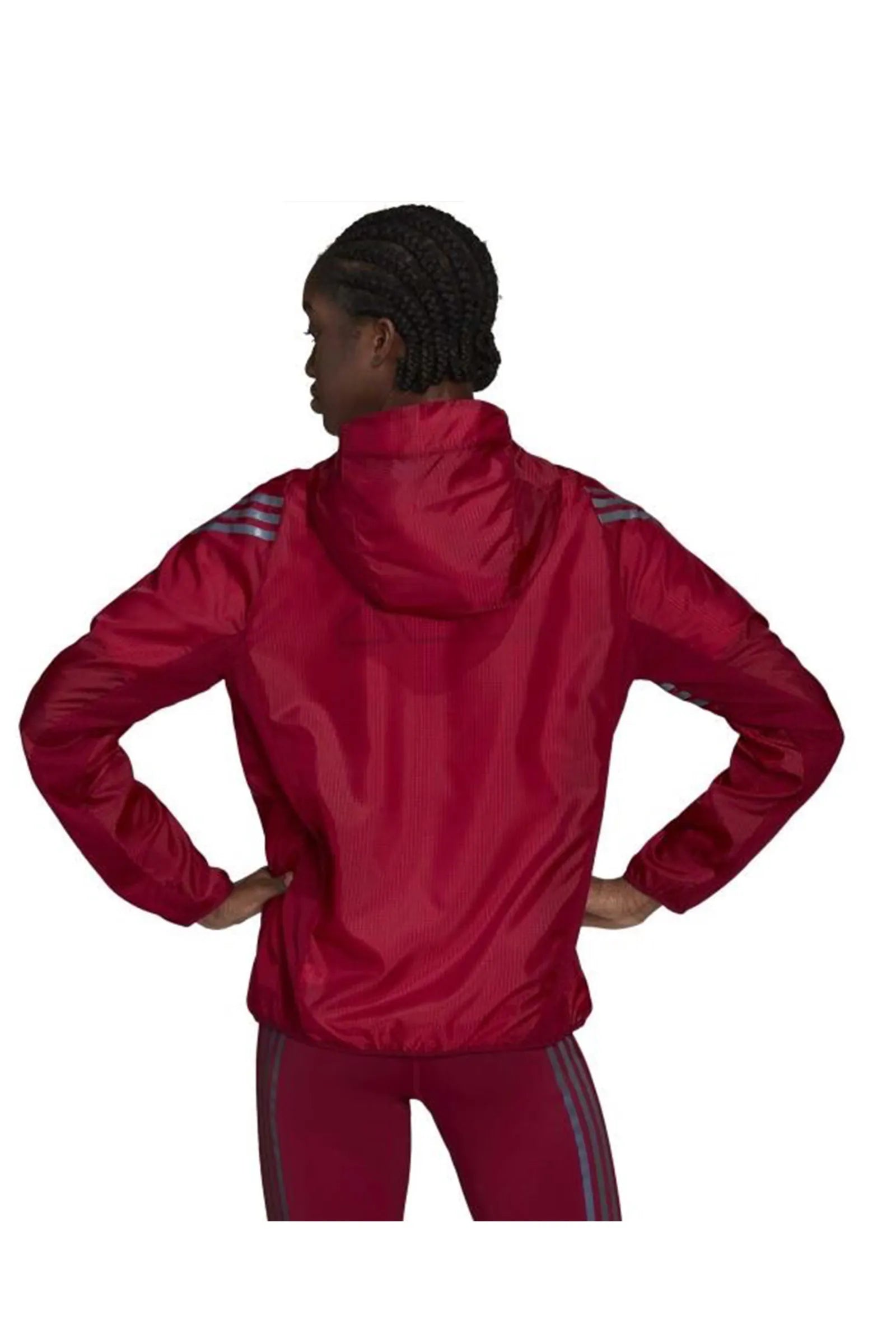 DUKS Run Icons 3-Streifen Hooded Running Windbreaker Rot