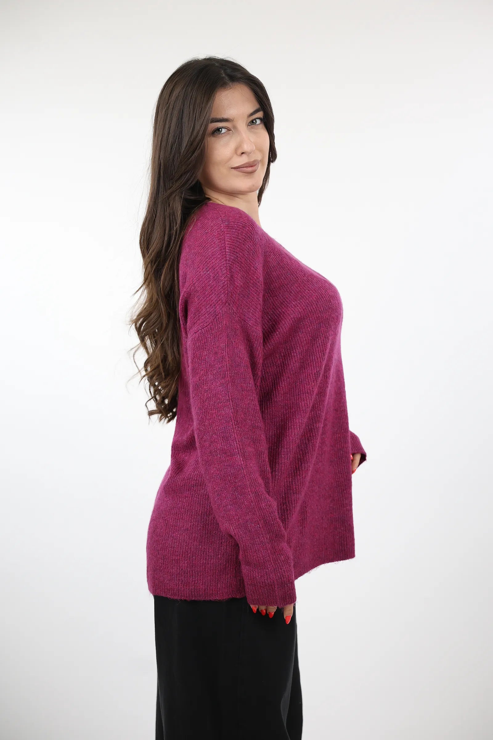 XHEMPER Deep V Knit