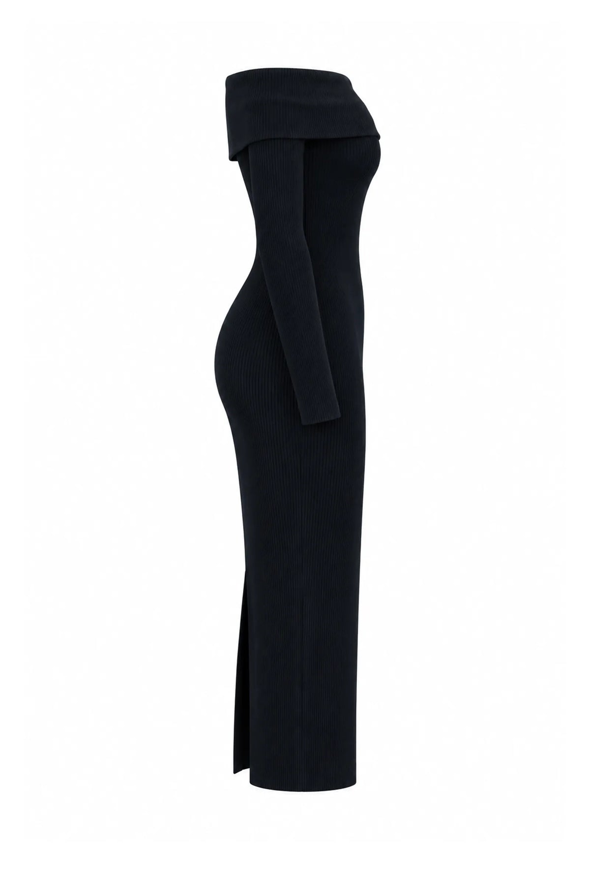 Fustan off-the-shoulder ribbed