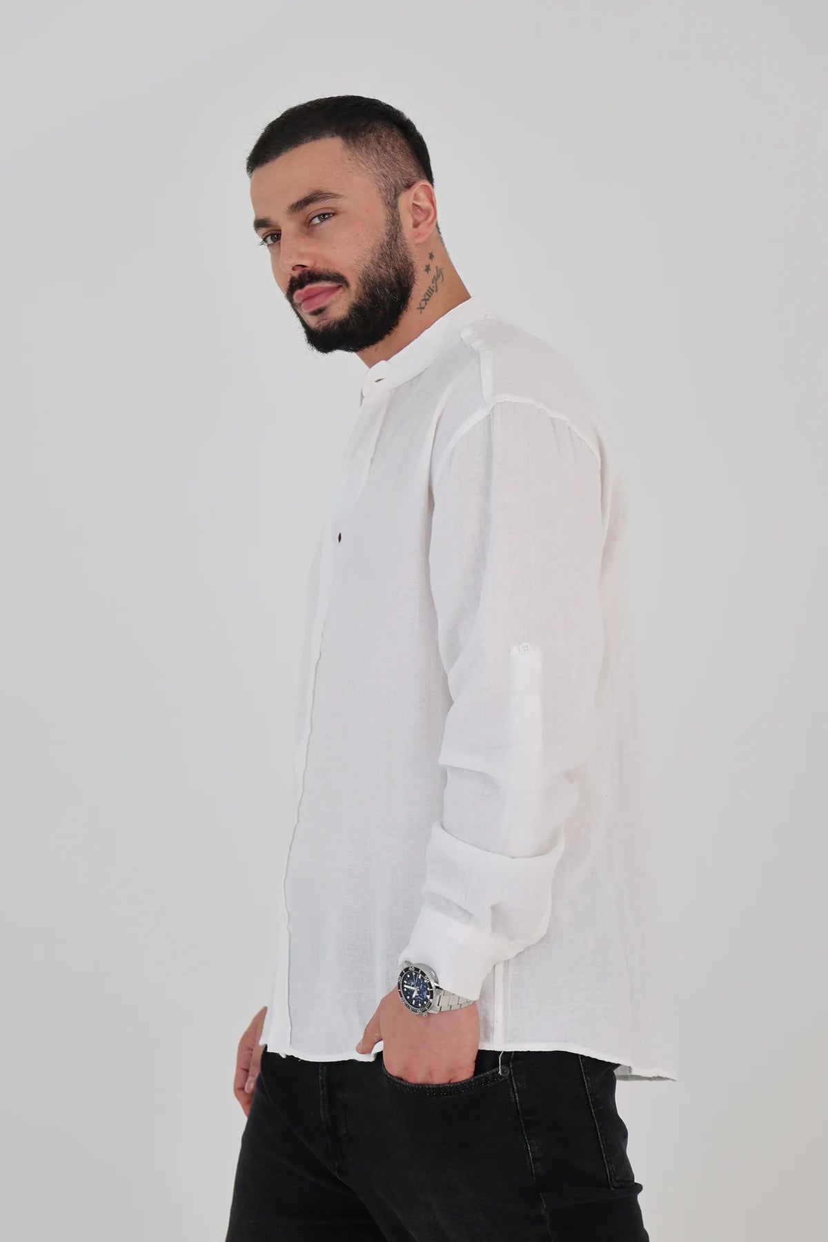 Kemishe mandarin collar