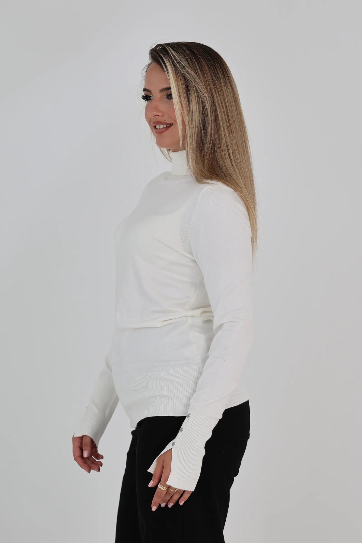 Rrollke mock neck top