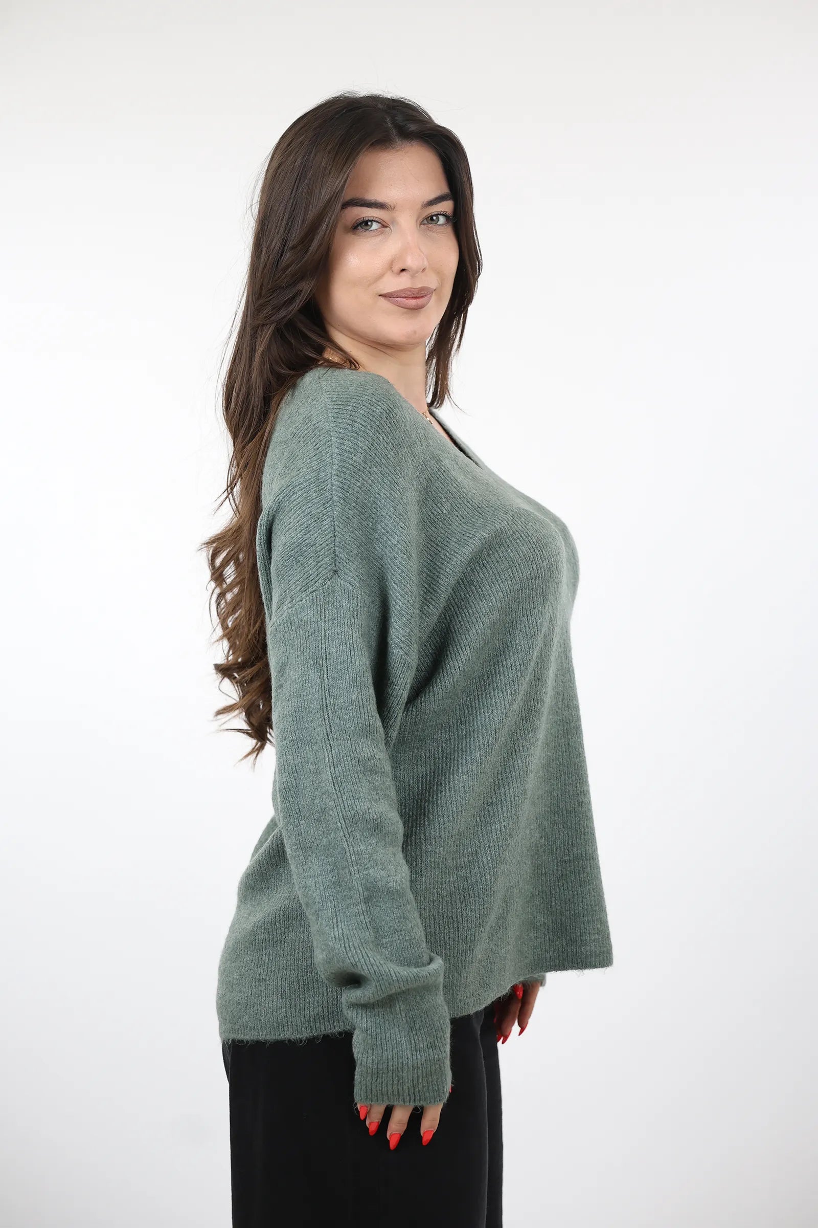 XHEMPER Deep V Knit