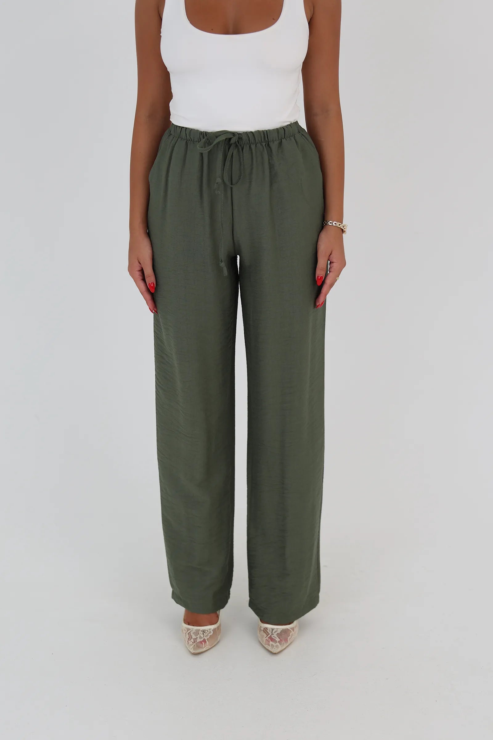 Pantallona linen wide leg