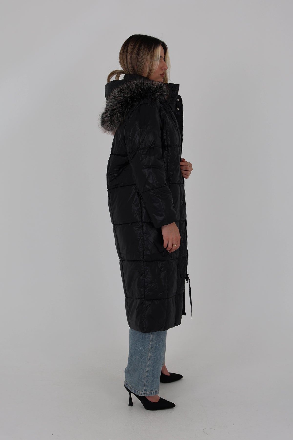 Jakne long black puffer