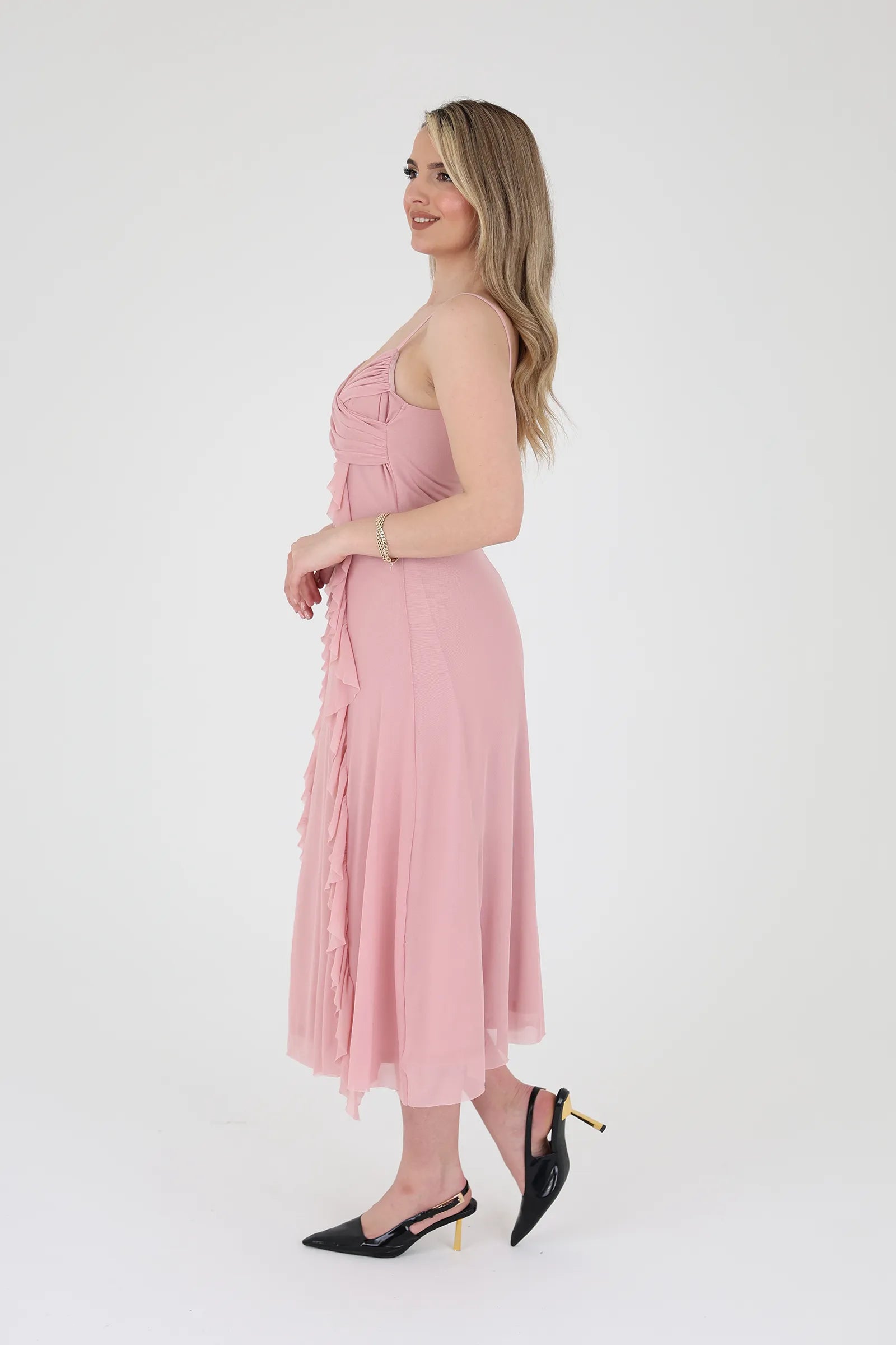 Fustan floral ruffle