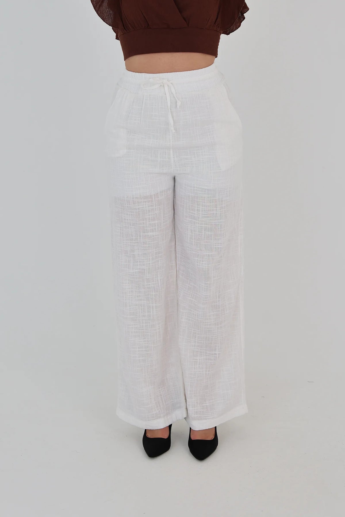 Pantallona linen wide leg