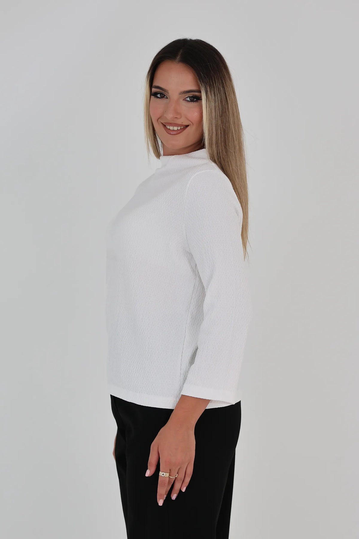 Bluze ribbed mock neck