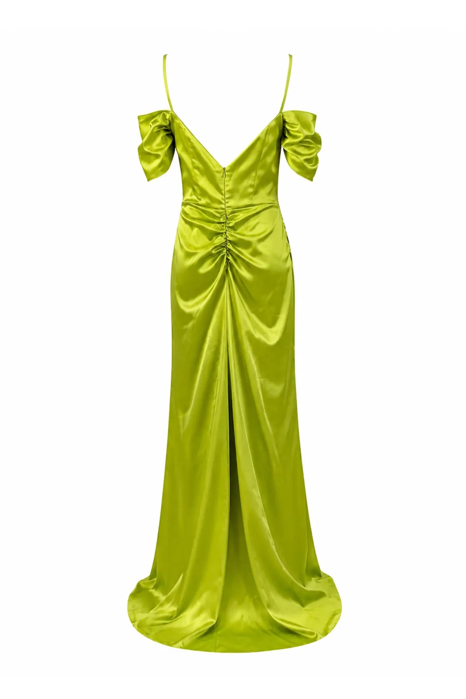 Fustan long draped shoulder