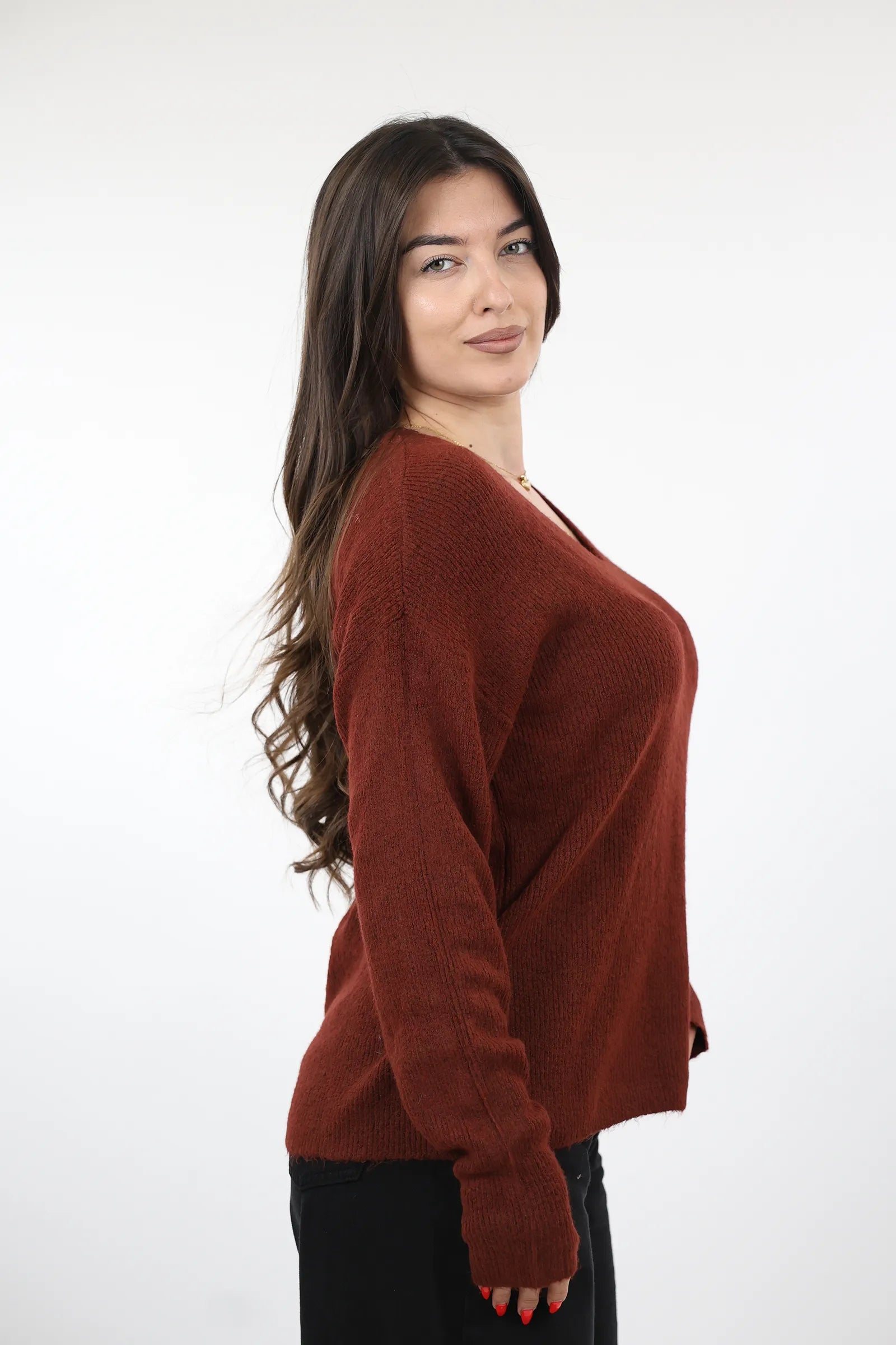 XHEMPER Deep V Knit