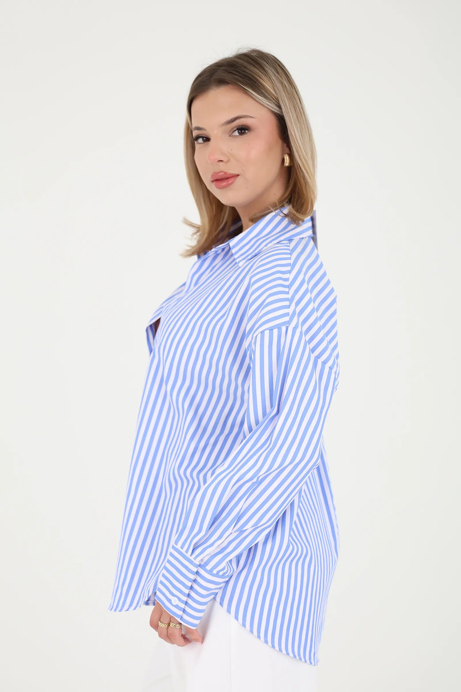 Kemishe blue&white striped