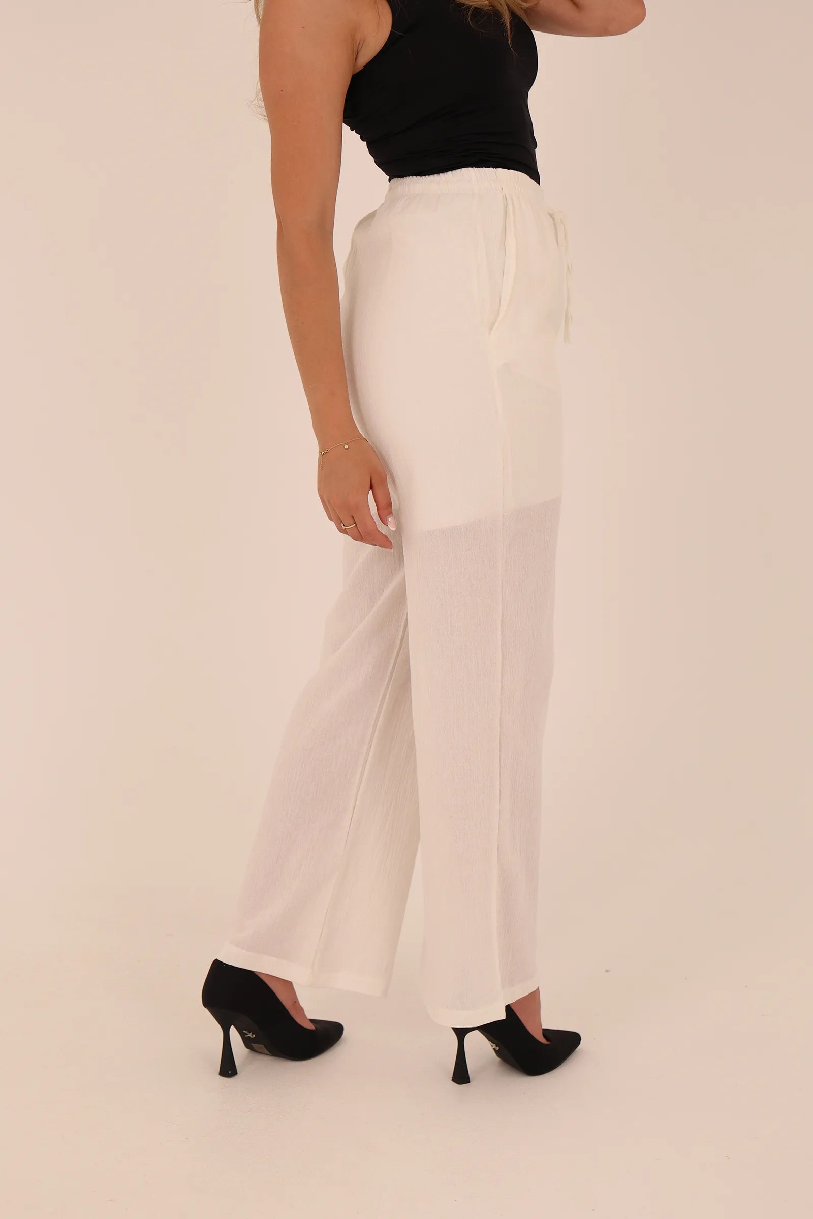 Pantallona linen elastic waist