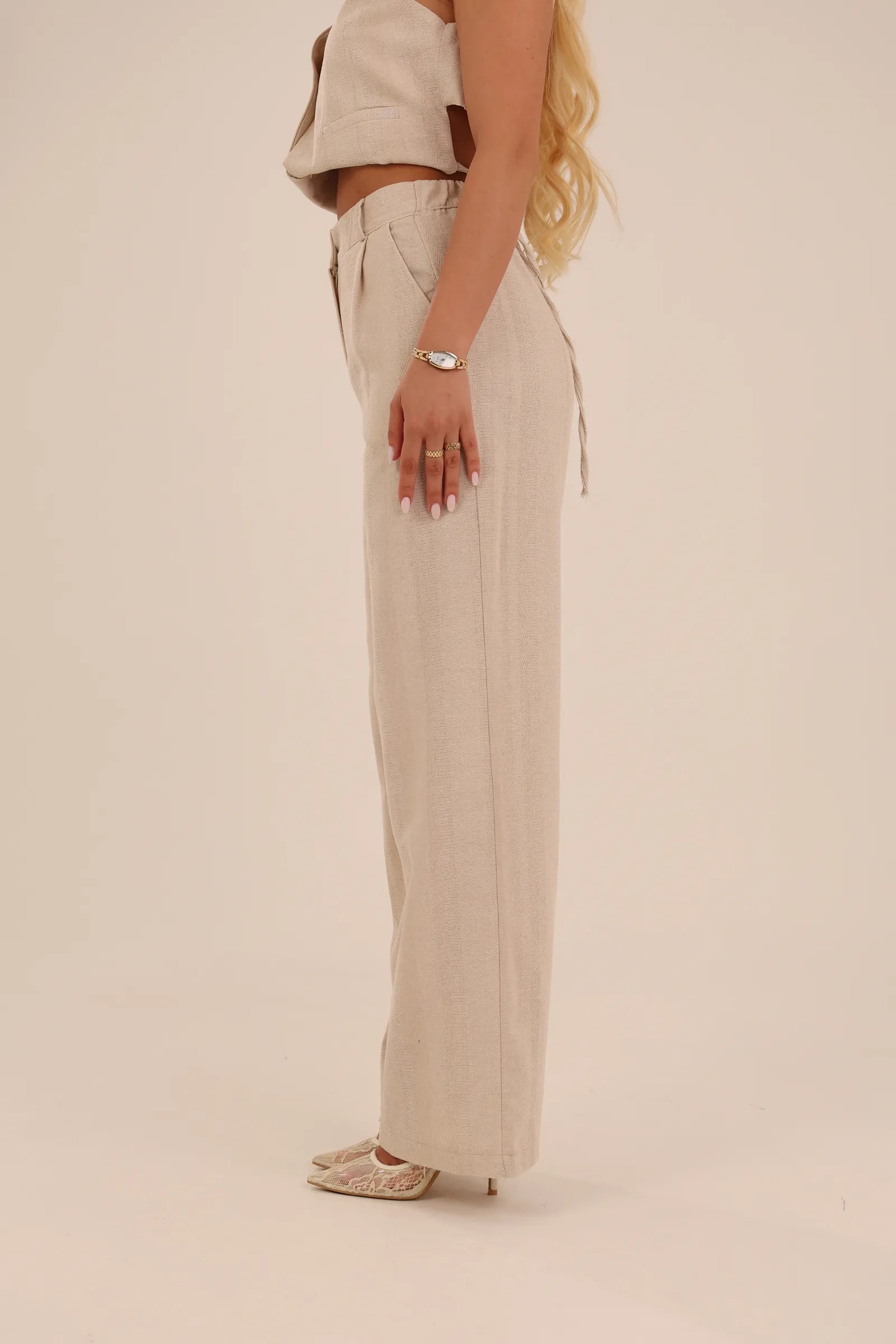 Pantallona high waisted linen
