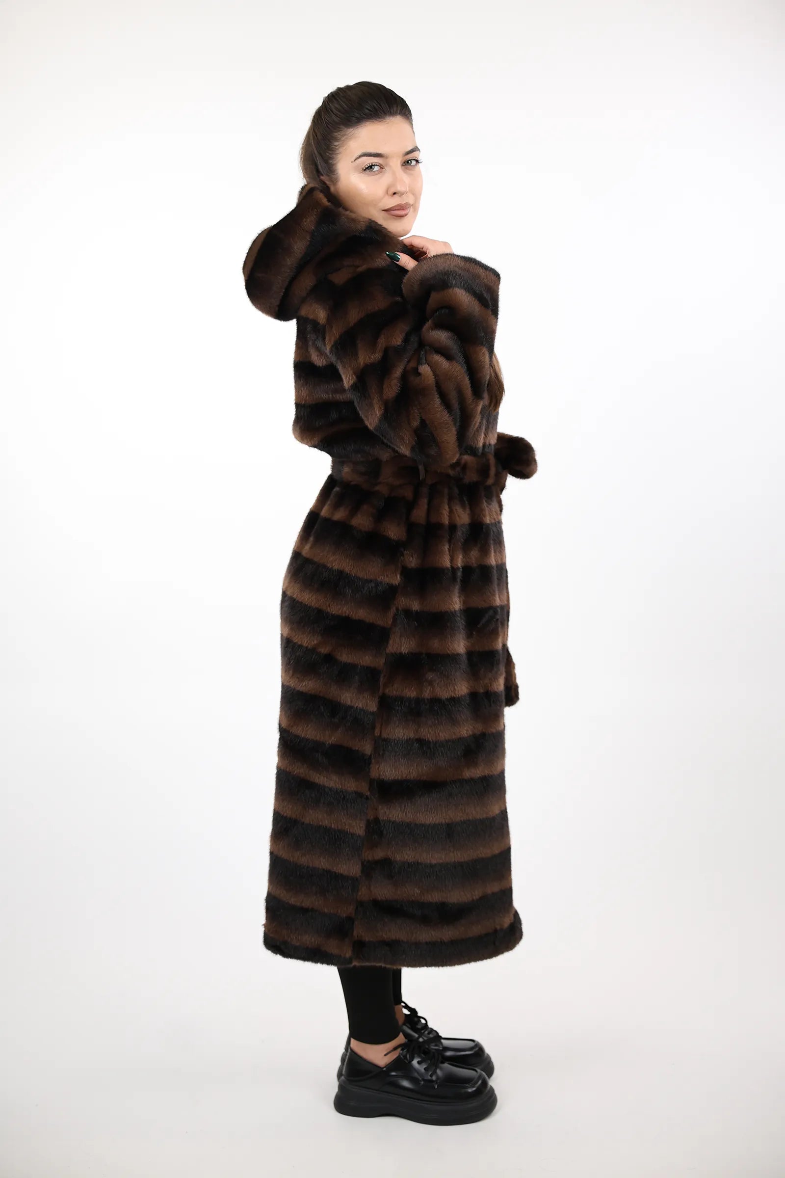 JAKNE  Striped Overcoat