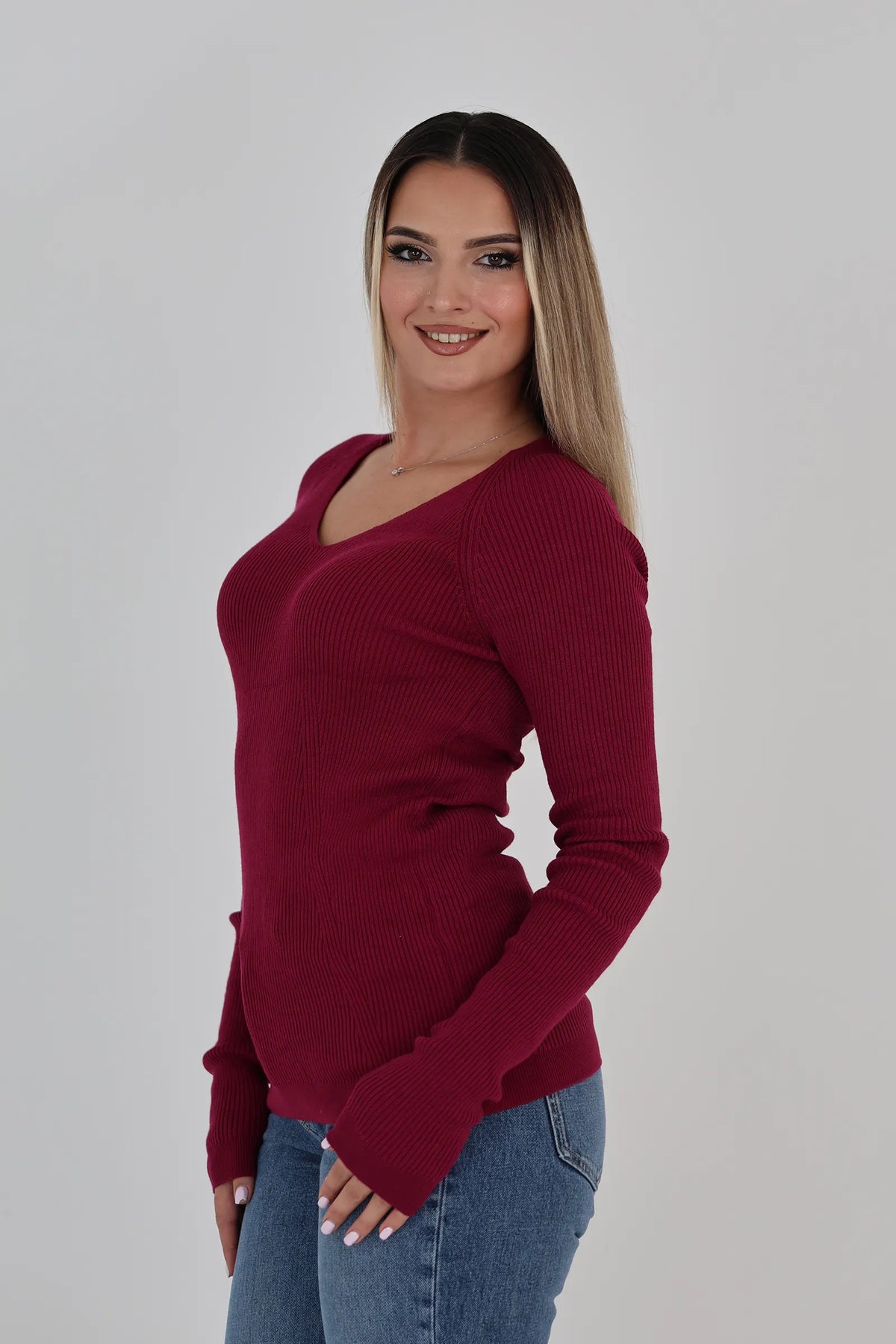 Bluze v-neck knit