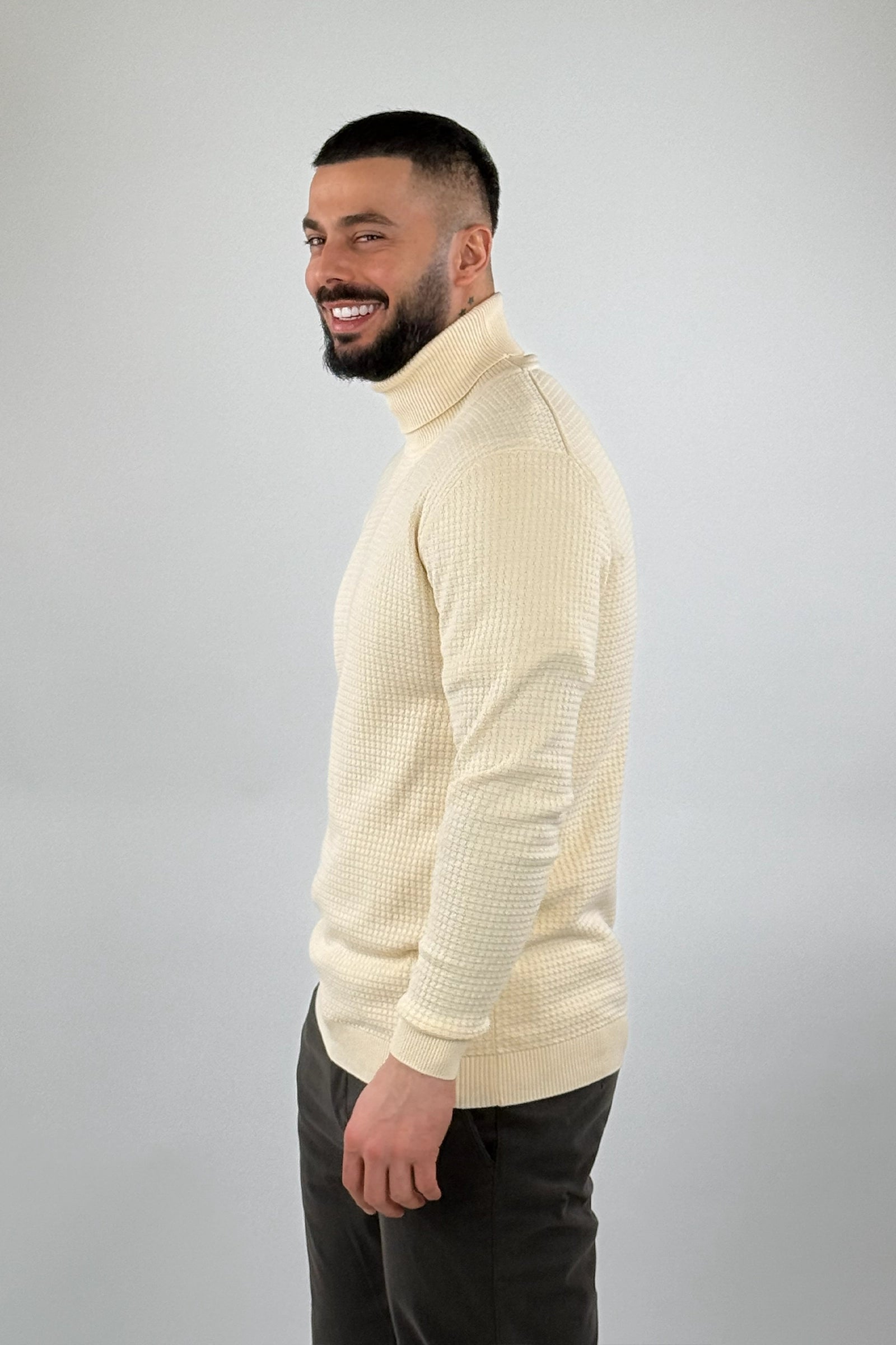 Rrollke waffle-knit roll neck