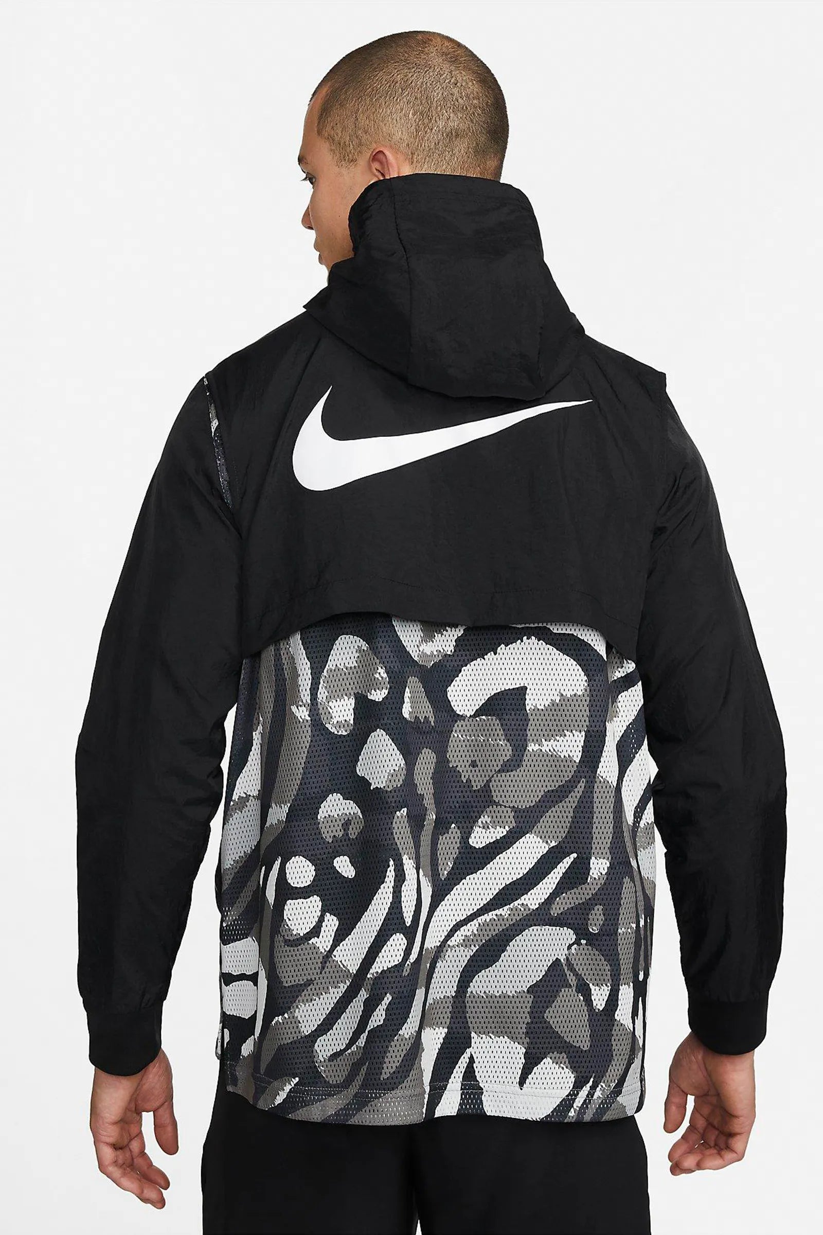 DUKS Nike Dri-FIT Sport Clash Men's Full-Zip Training Jacket, Black/White, Large