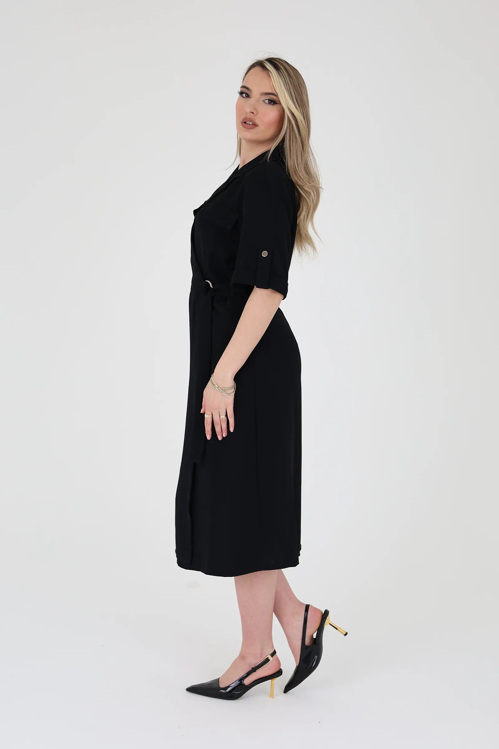 Fustan black detailed belt