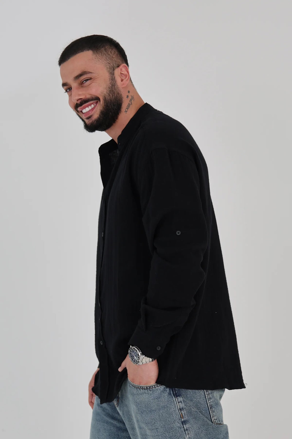 Kemishe mandarin collar