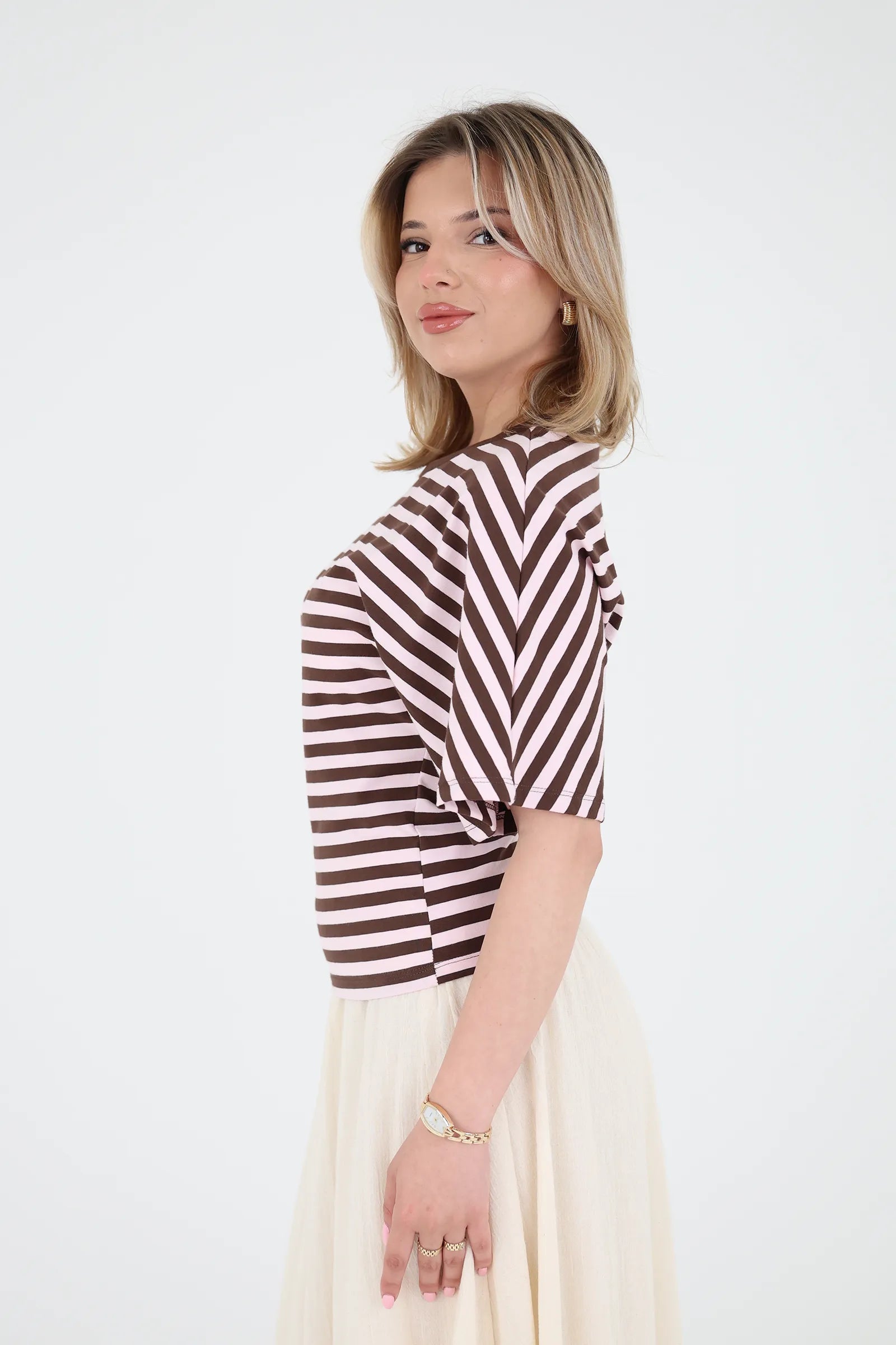Maice pink brown striped