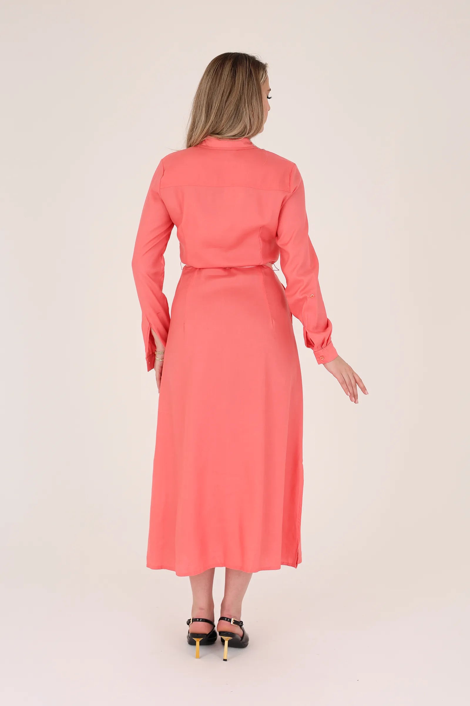 Fustan pink belted
