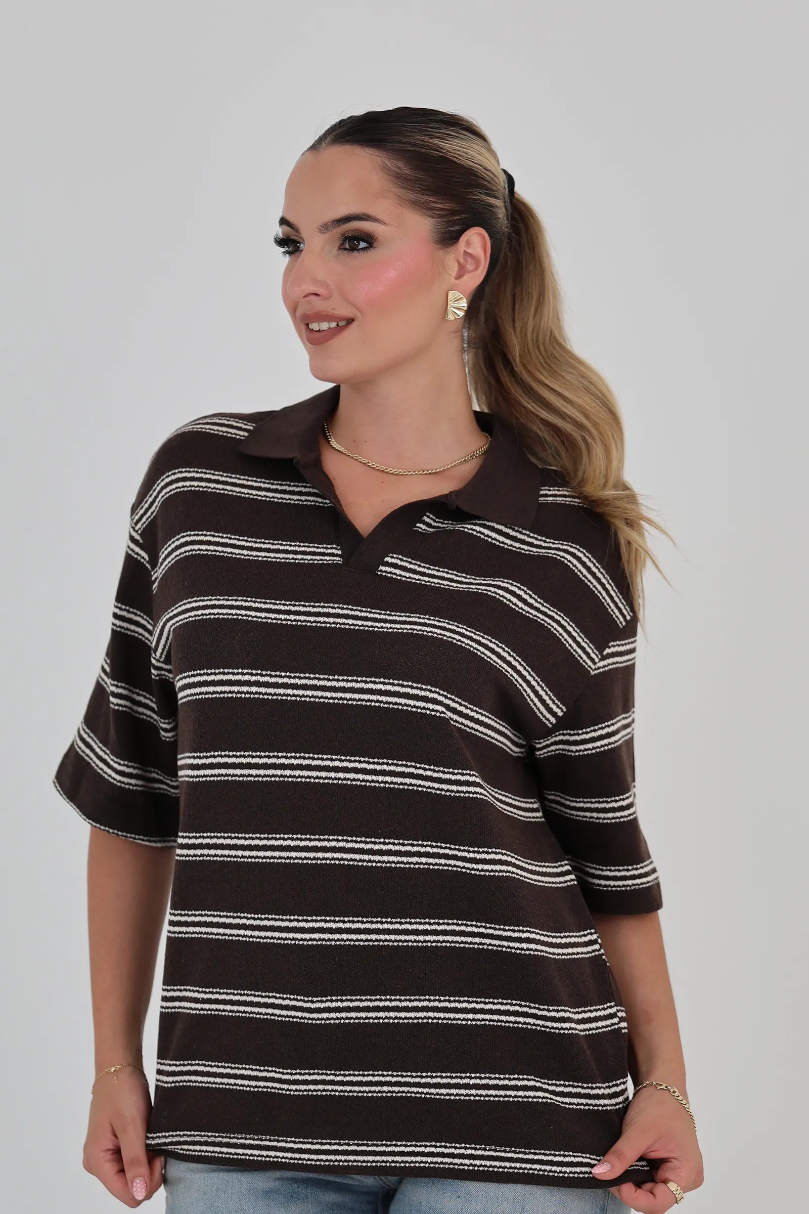 Maice striped v neck