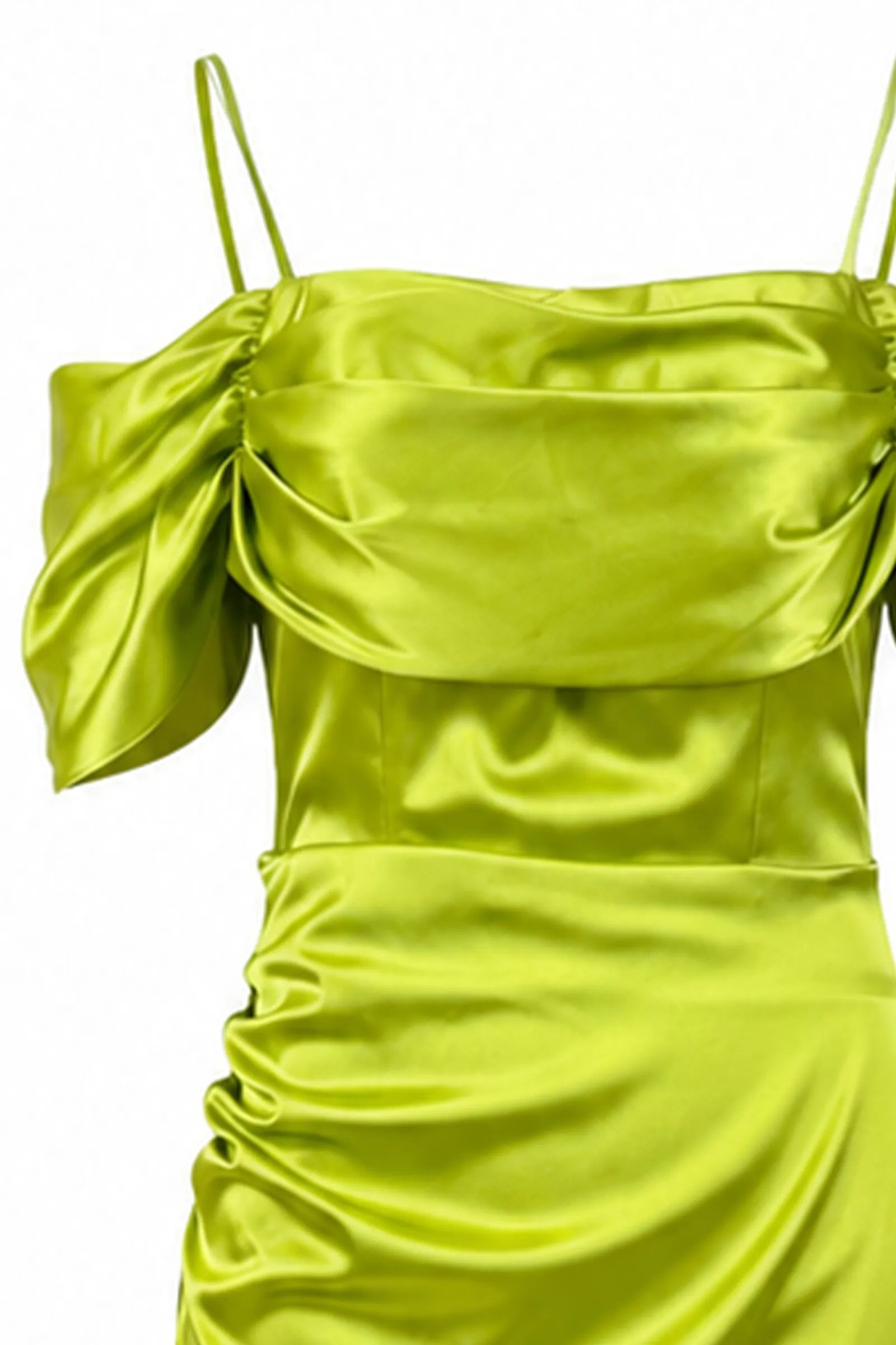 Fustan long draped shoulder