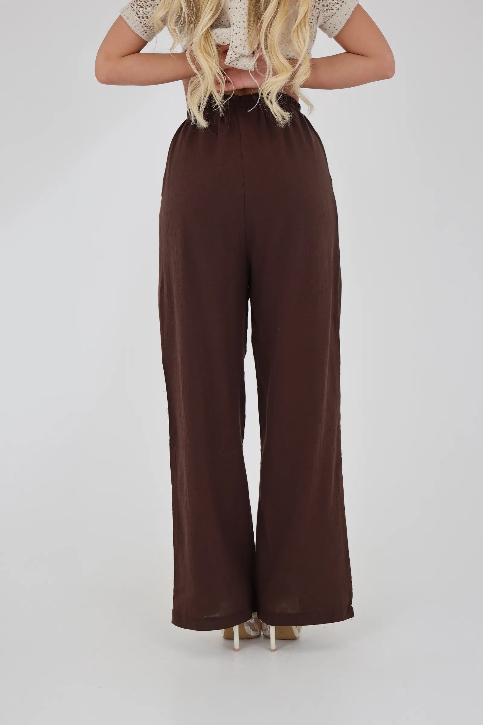 Pantallona linen elastic waist