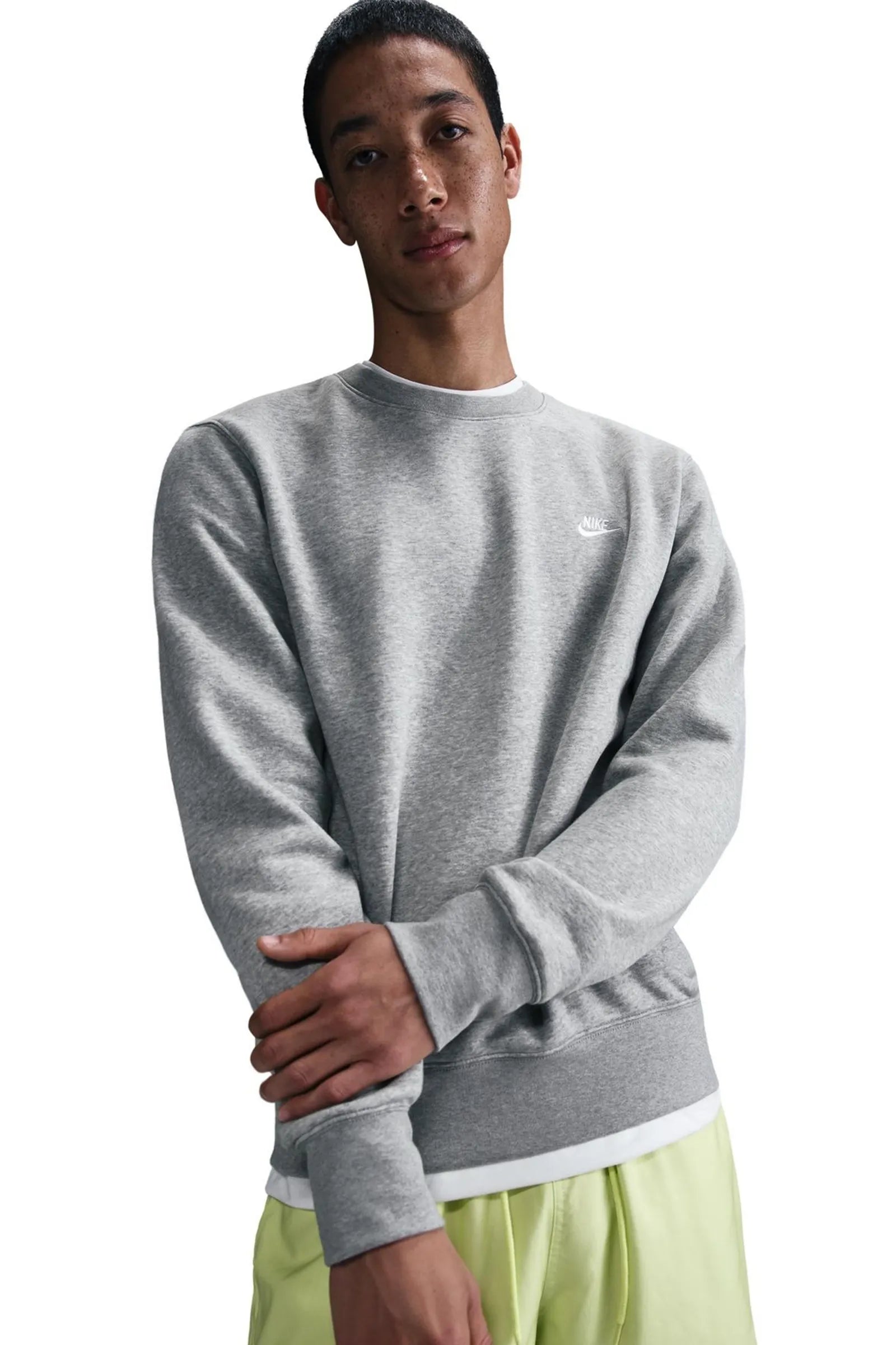 Duks nike club crew dark grey heather / white FN3886-063