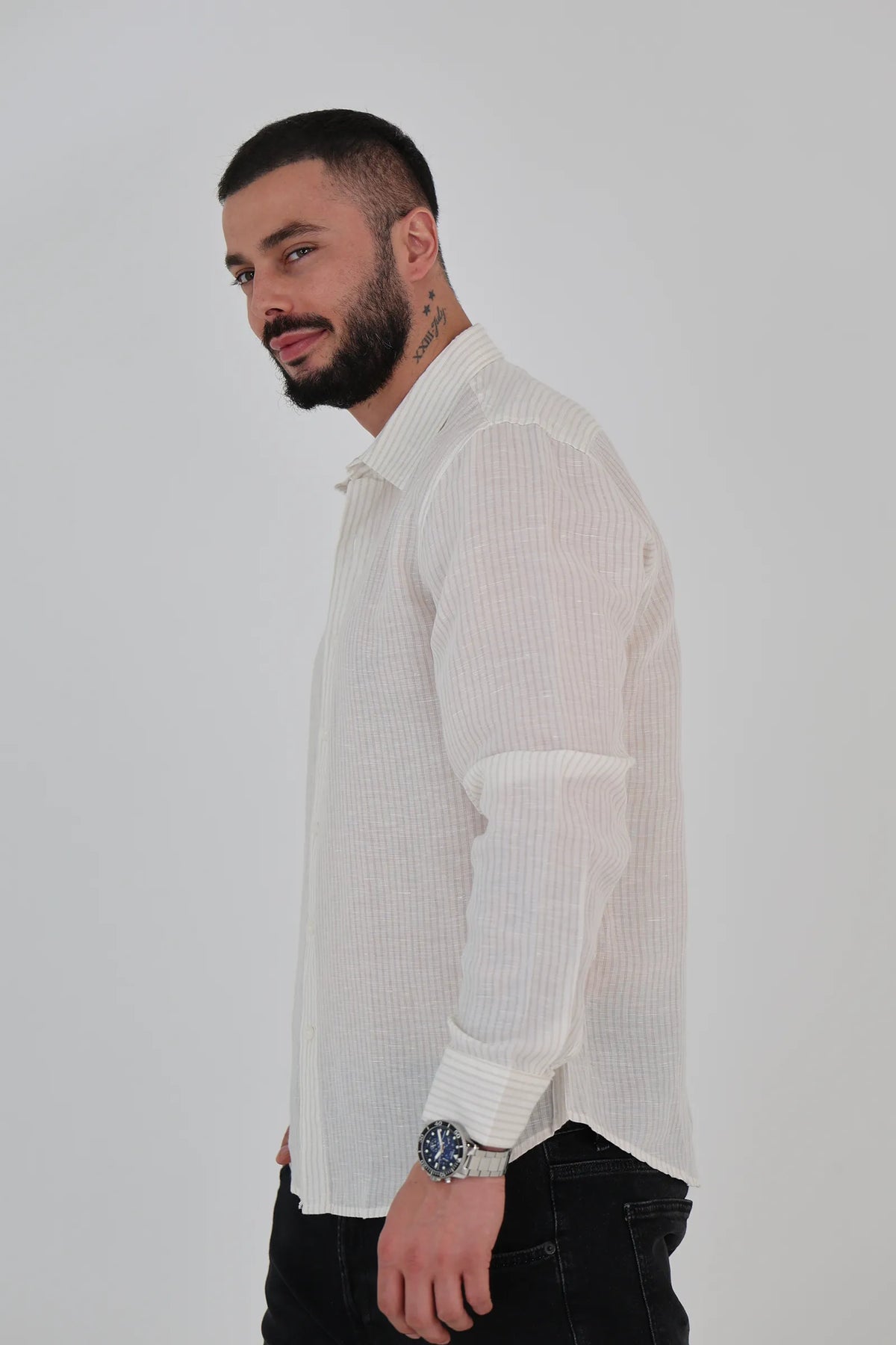 Kemishe blue and white stripe