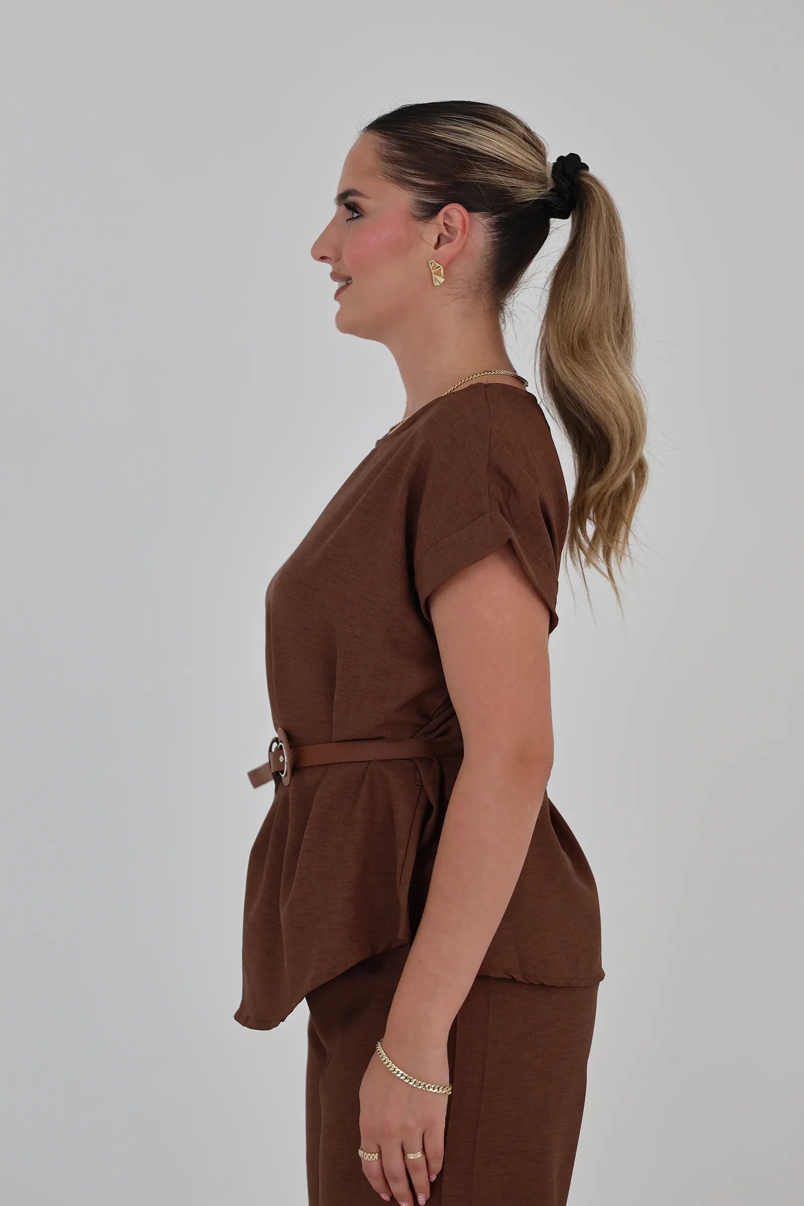 Maice belted round neck