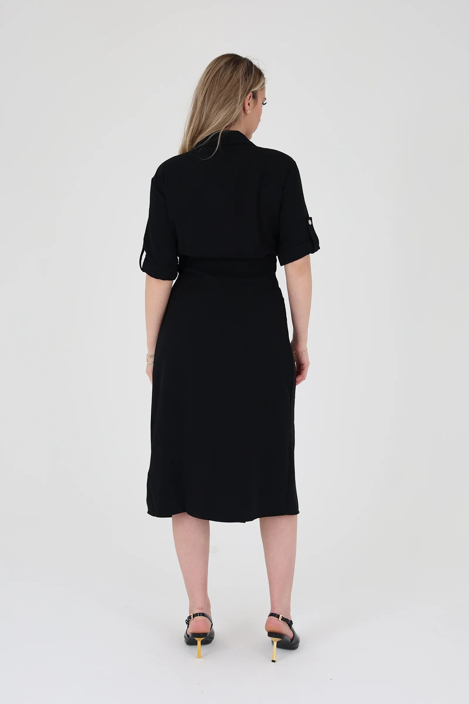 Fustan black detailed belt