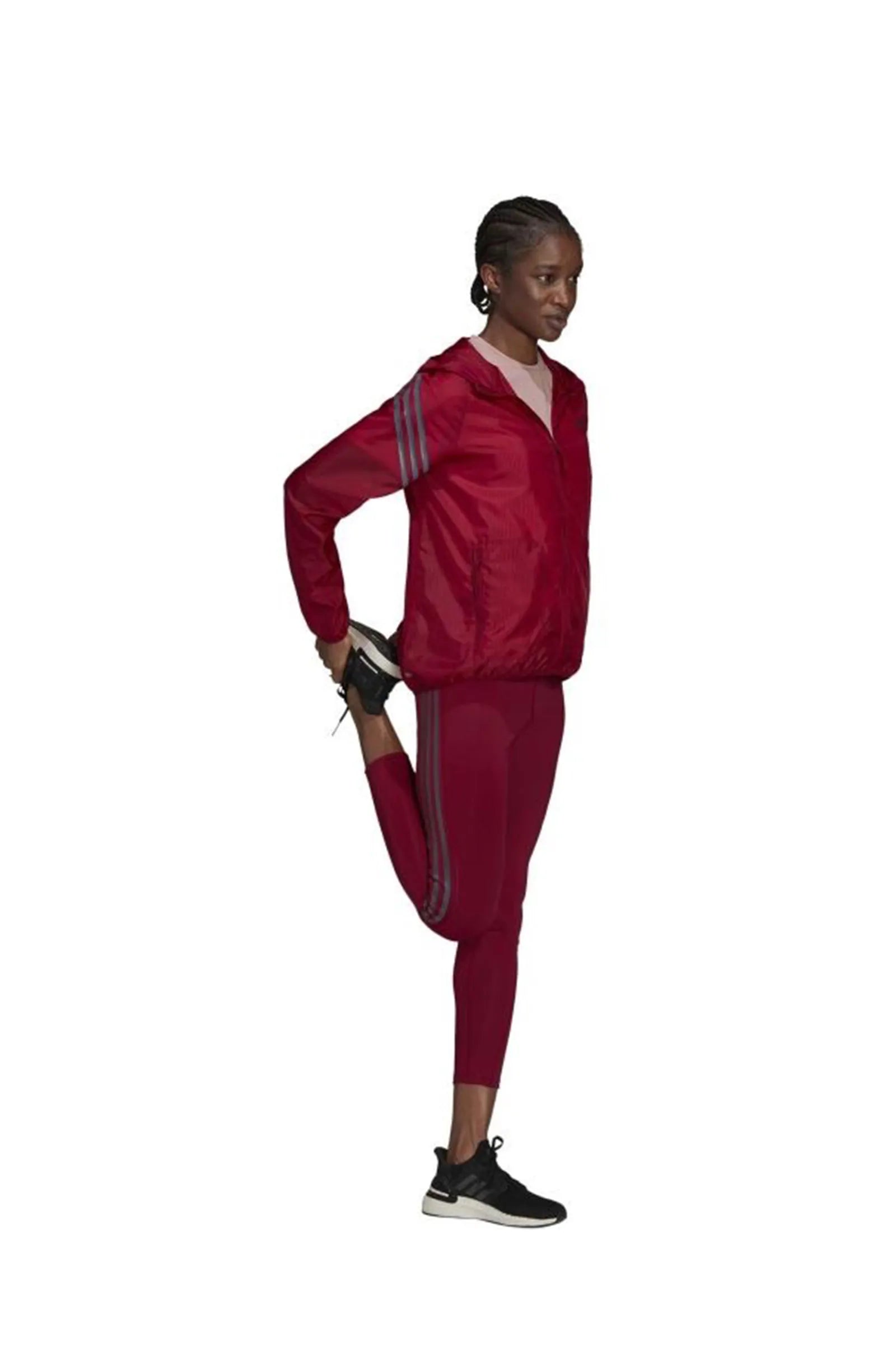 DUKS Run Icons 3-Streifen Hooded Running Windbreaker Rot