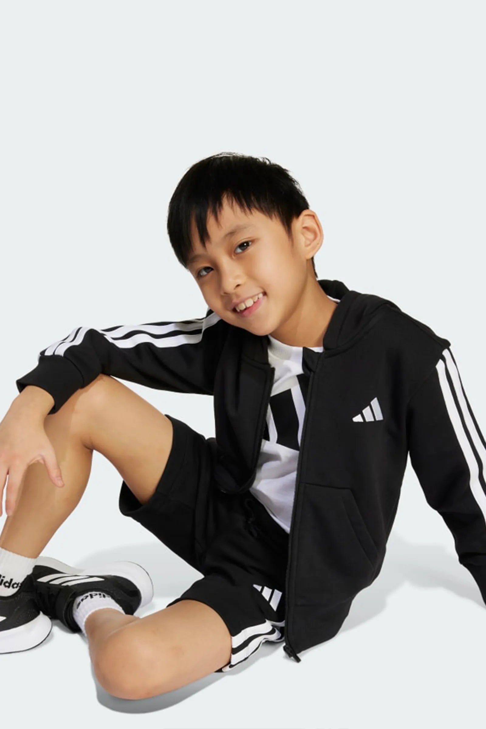 DUKS ADIDAS SPORTSWEAR ATHLETIC ZIP-UP HOODIE IN BLACK