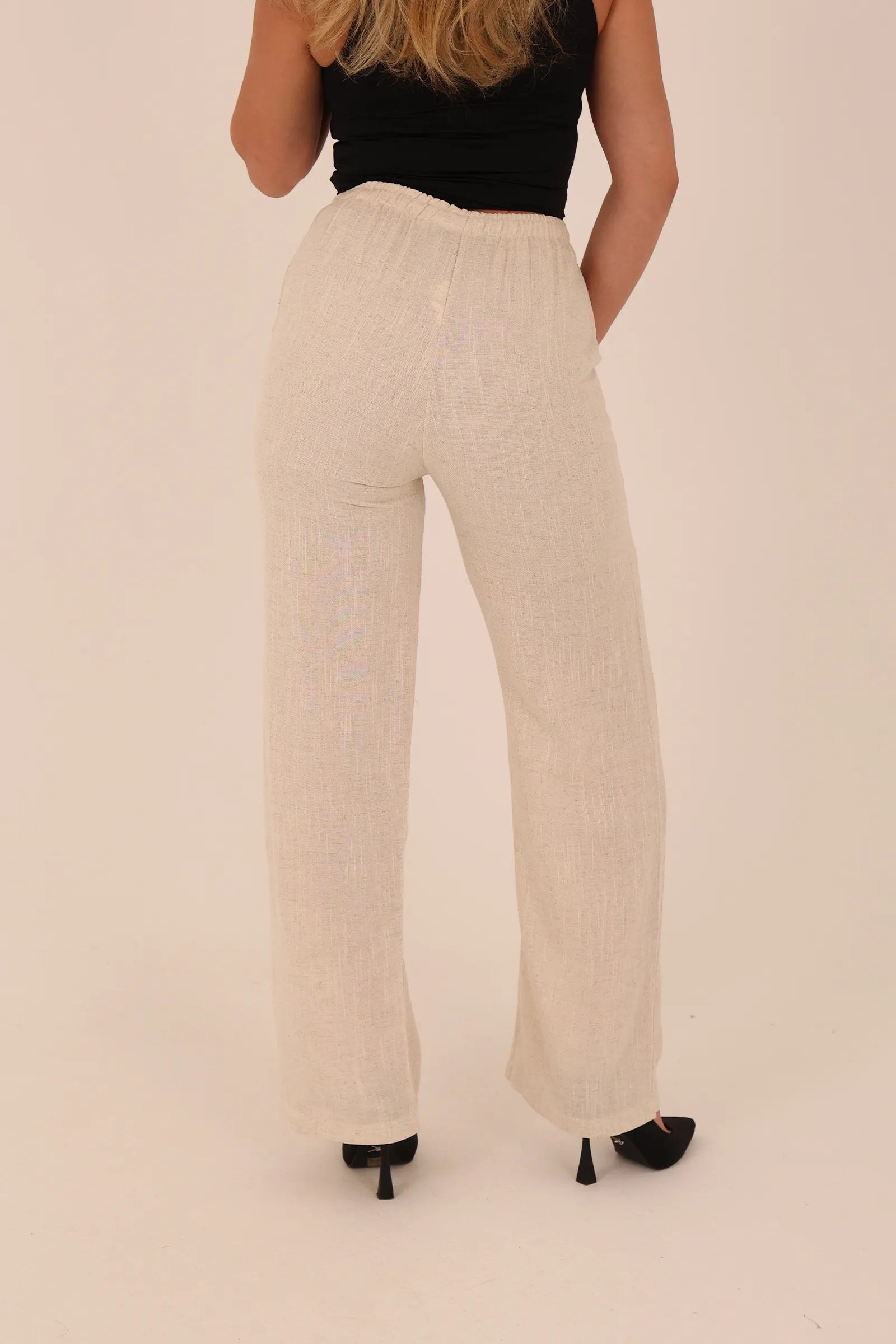 Pantallona linen elastic waist