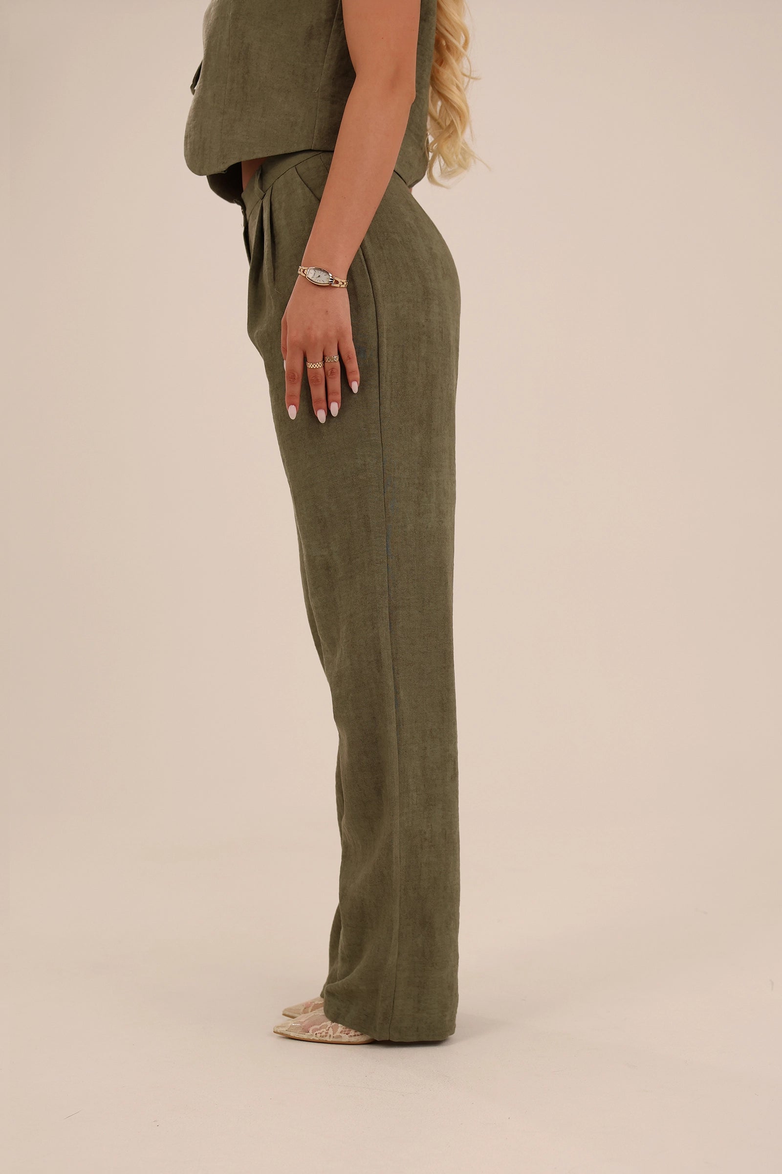 Pantallona wide leg linen