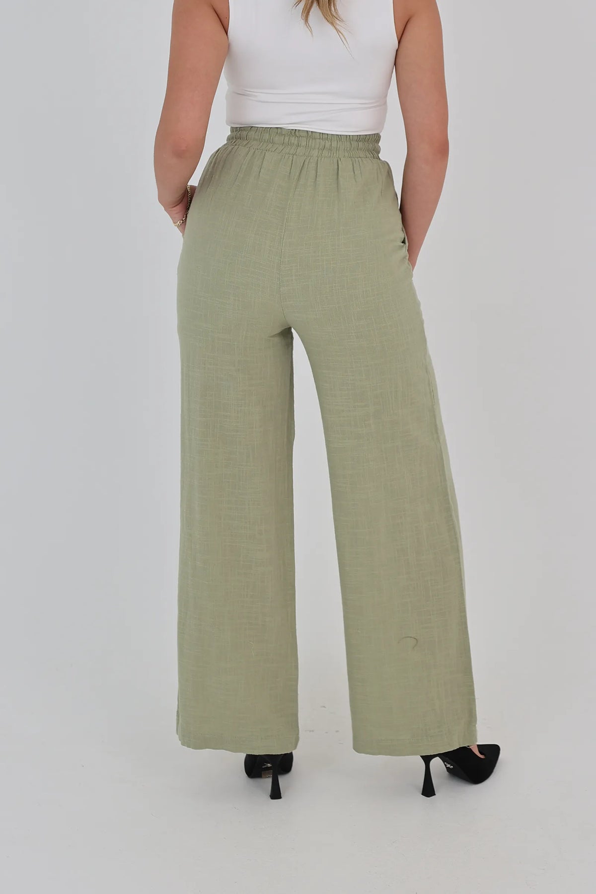 Pantallona linen wide leg