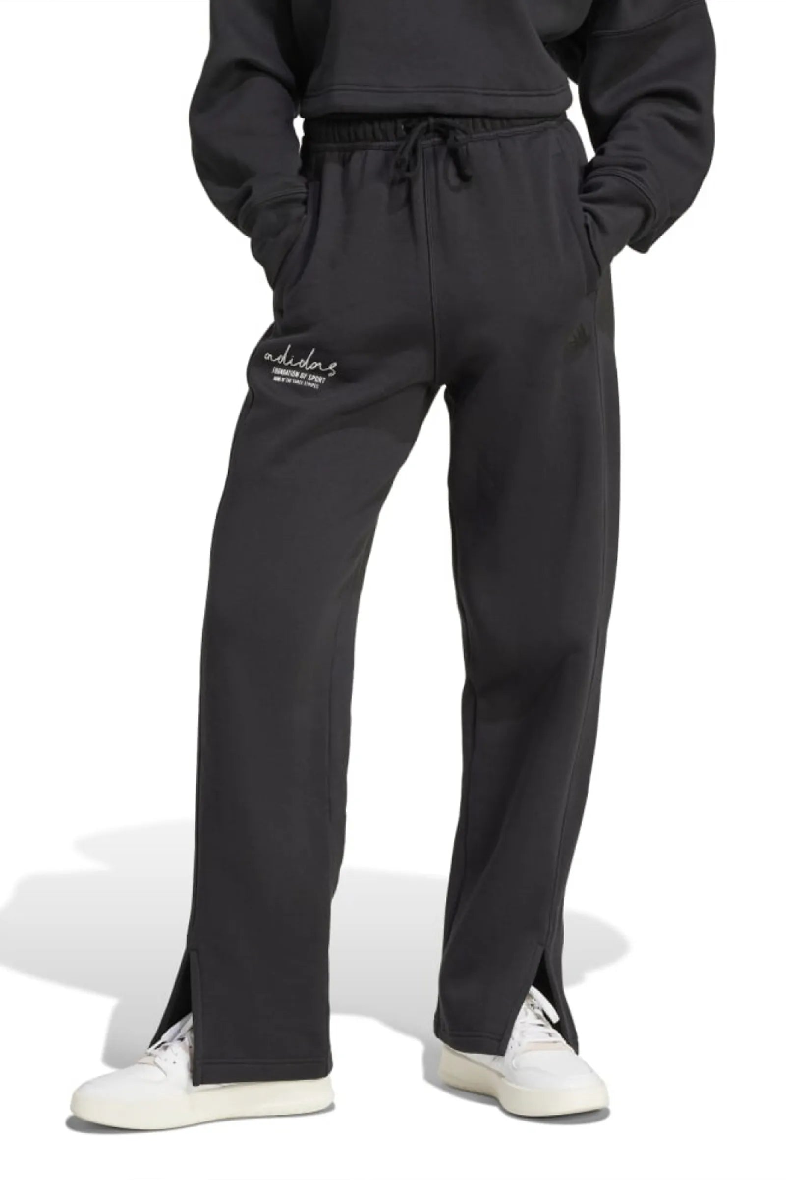 trenerka adidas Signature Graphic Embroidery Fleece Straight Leg Pant IY1470