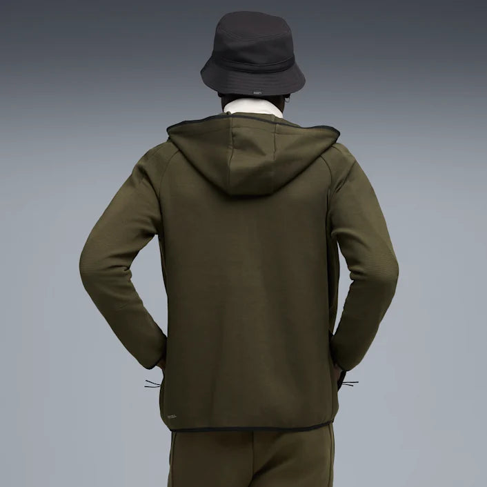 DUKS PUMA MEN'S EVOSTRIPE ZIP-UP HOODIE IN WHITE