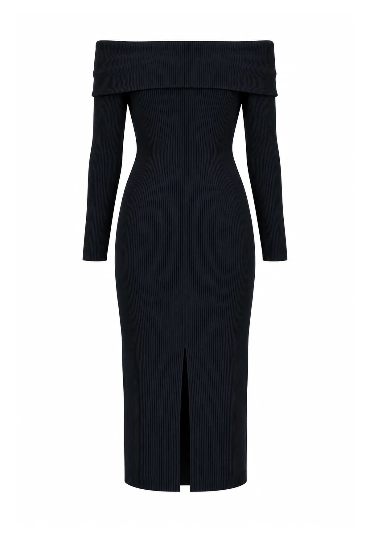 Fustan off-the-shoulder ribbed