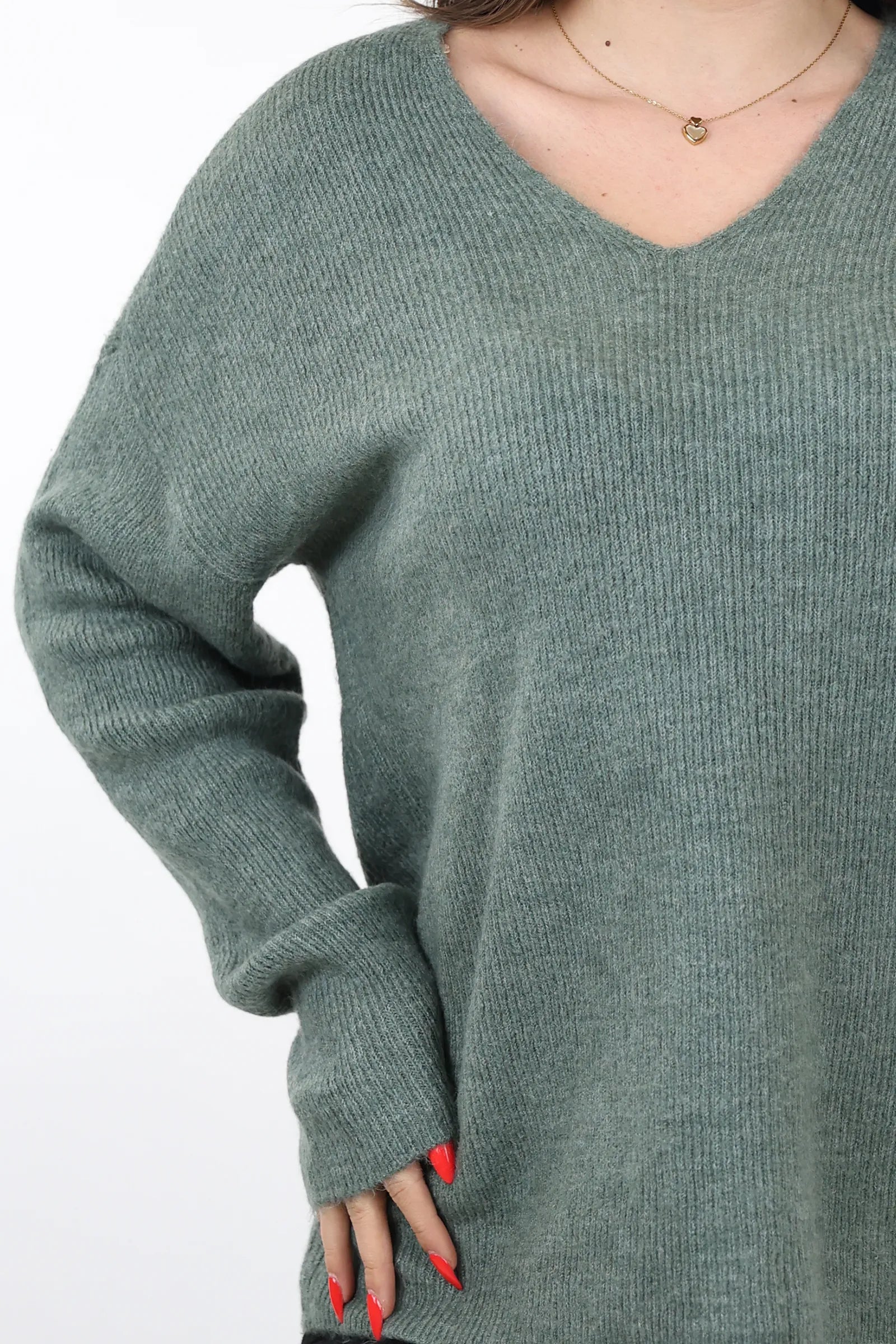 XHEMPER Deep V Knit