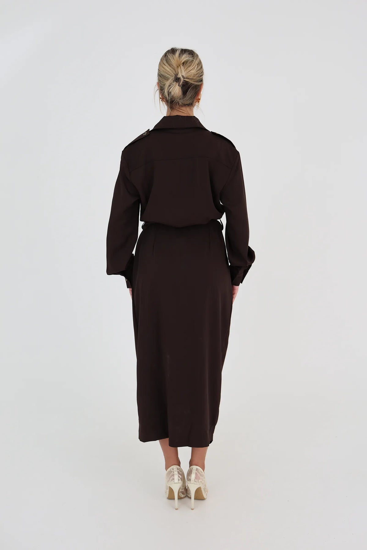 Fustan collared v-neck