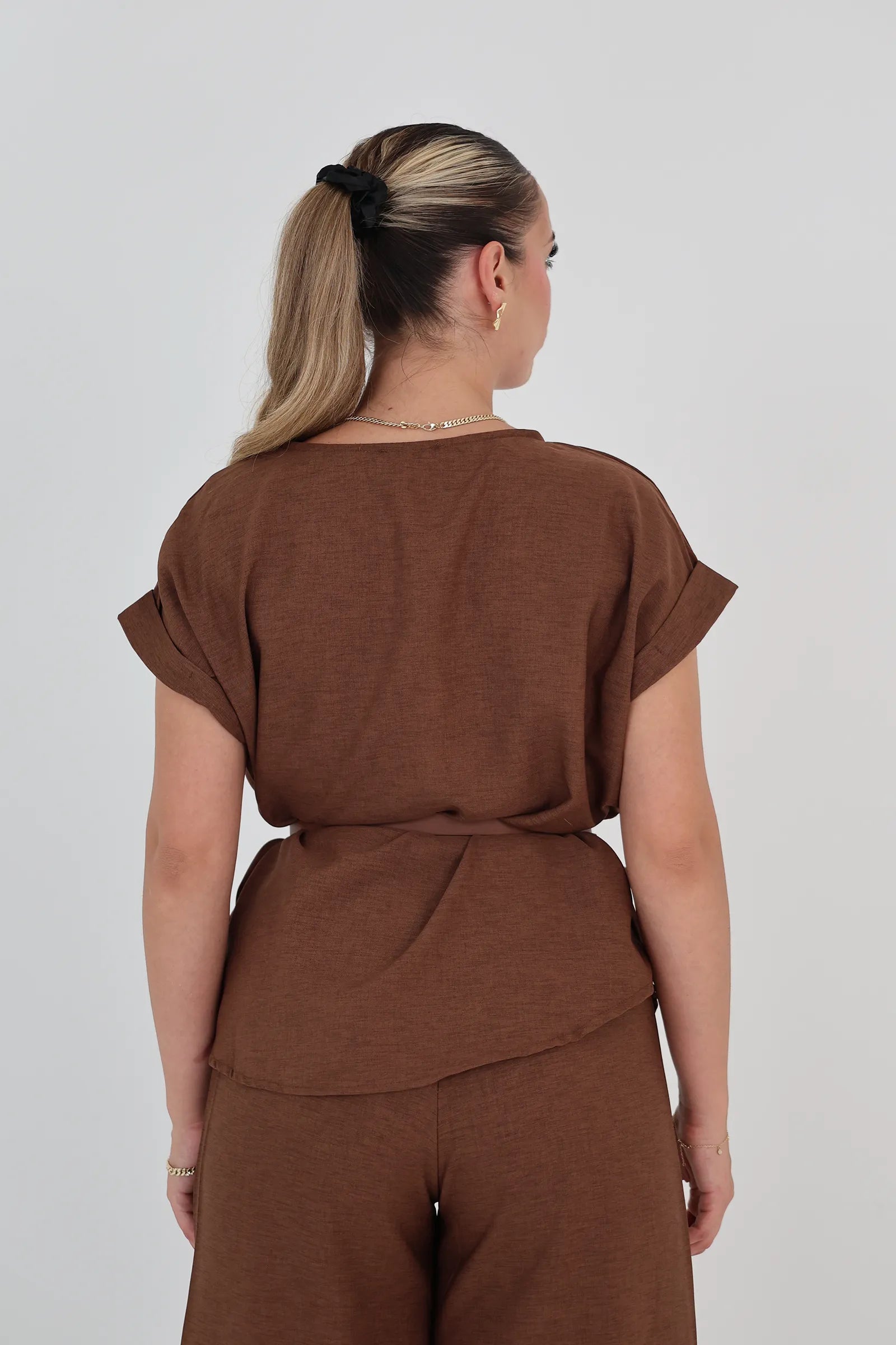 Maice belted round neck