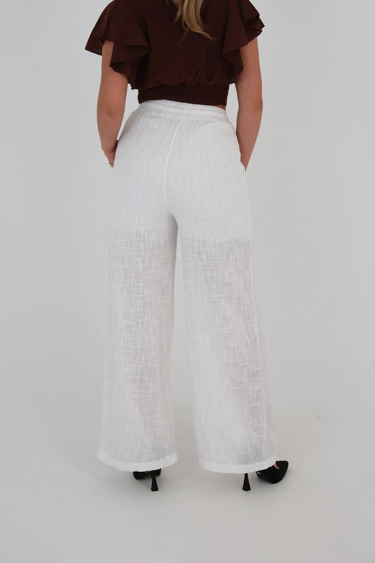 Pantallona linen wide leg