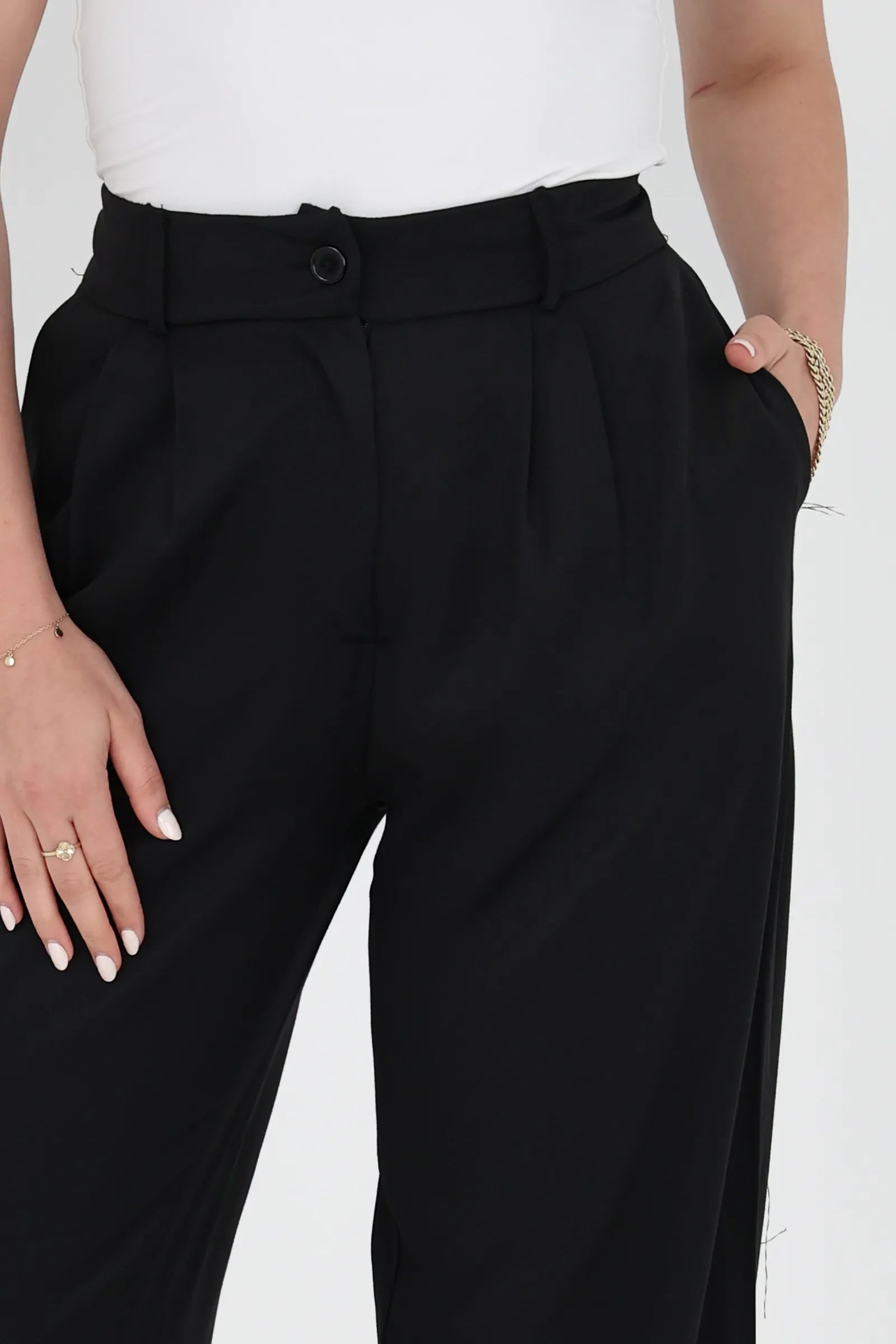 Pantallona button high waisted