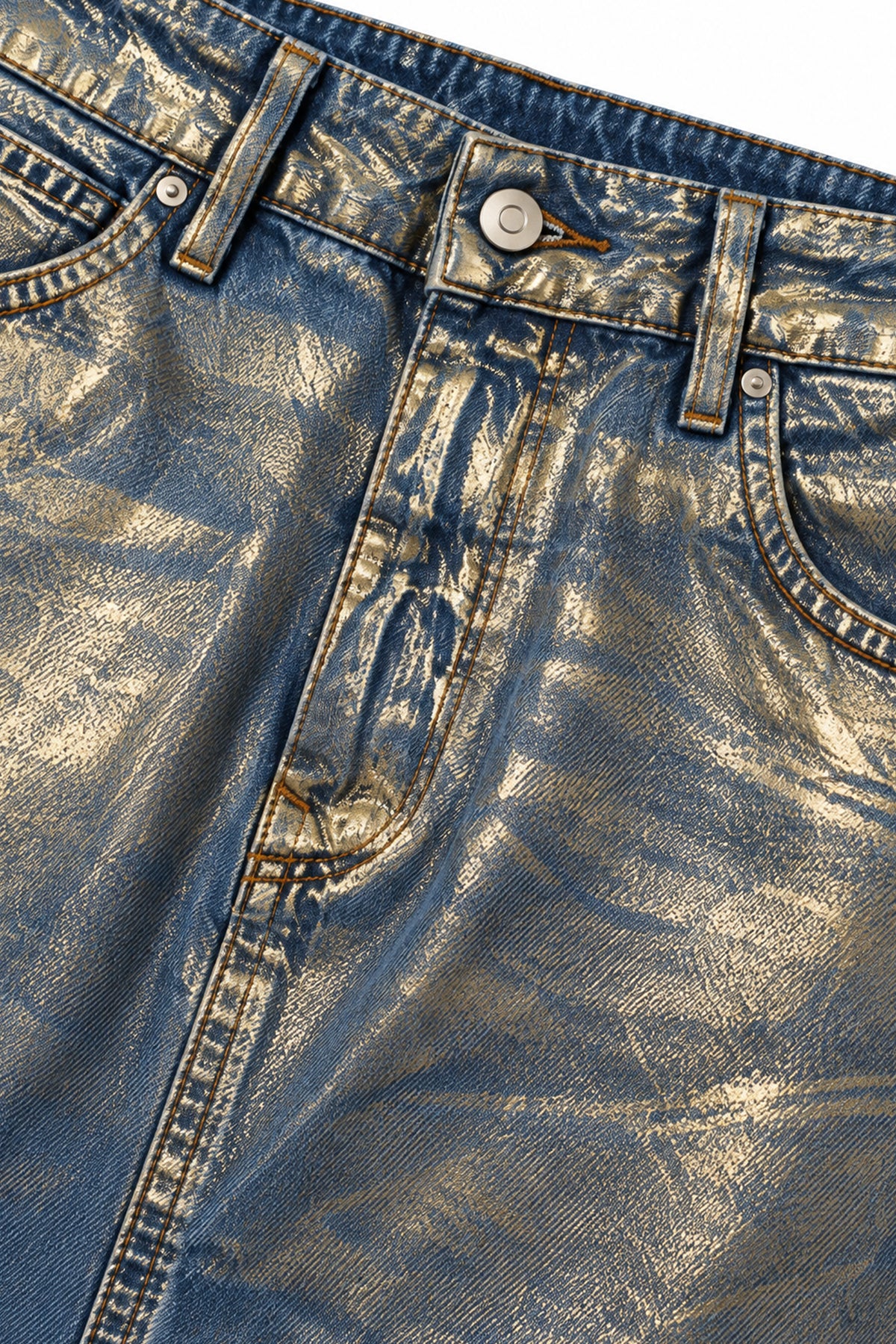 Fund metallic gold denim