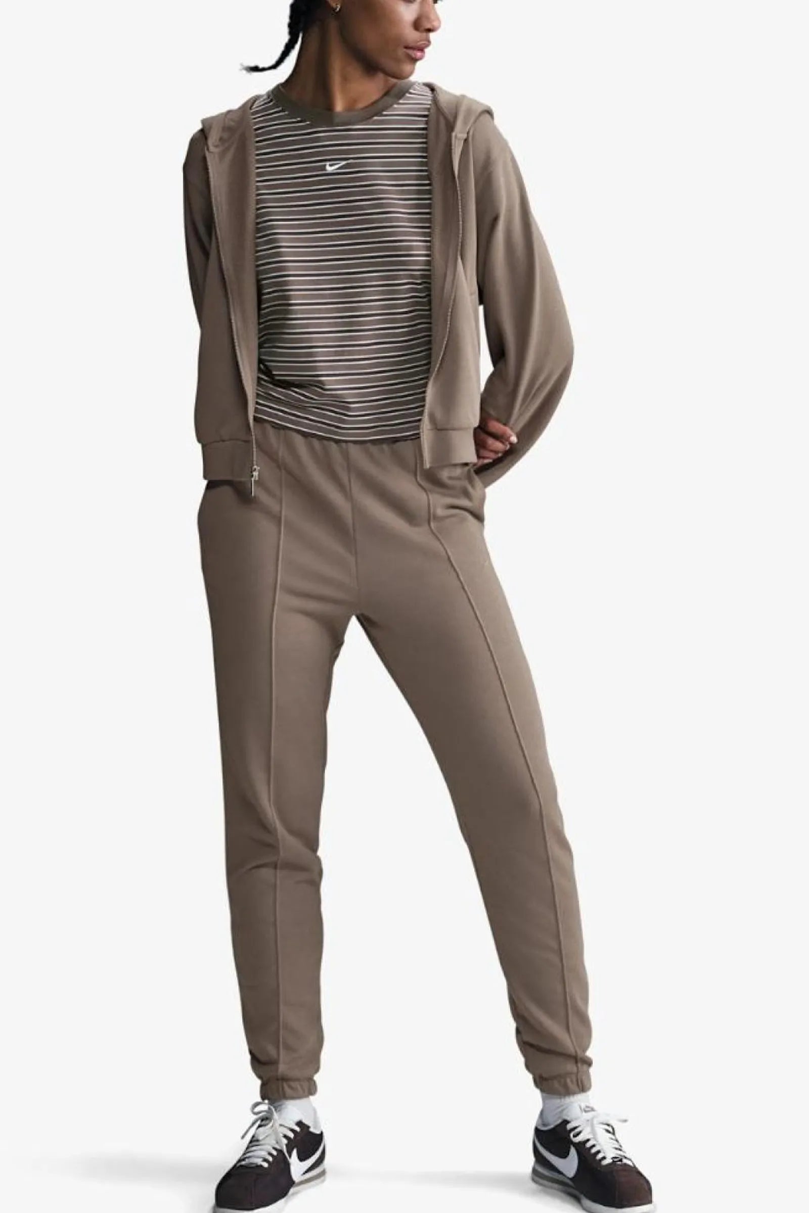 TRENERKA SPORTSWEAR CHILL TERRY SLIM HIGH-WAISTED FRENCH TERRY SWEATPANTS