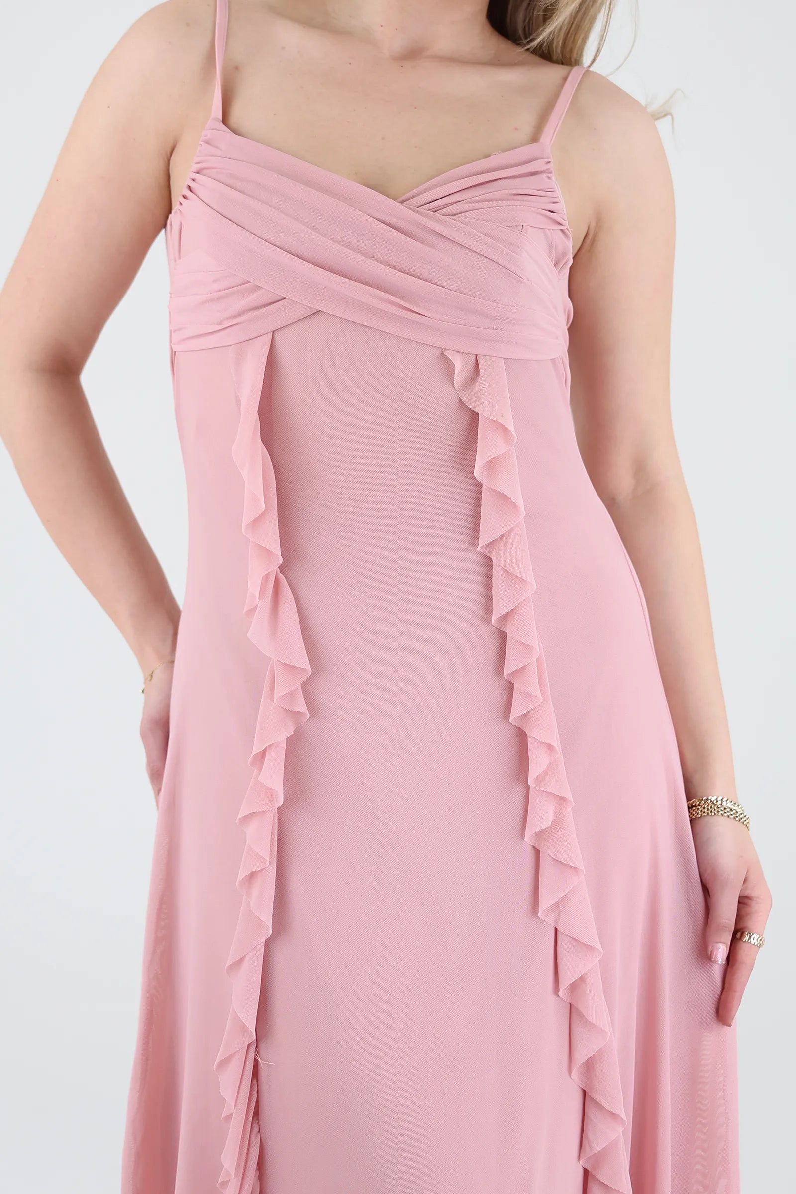 Fustan floral ruffle