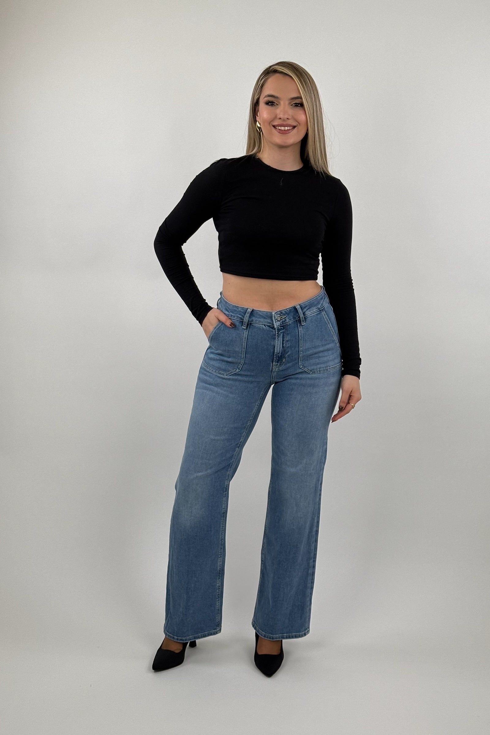 Farmerka patch pocket jeans